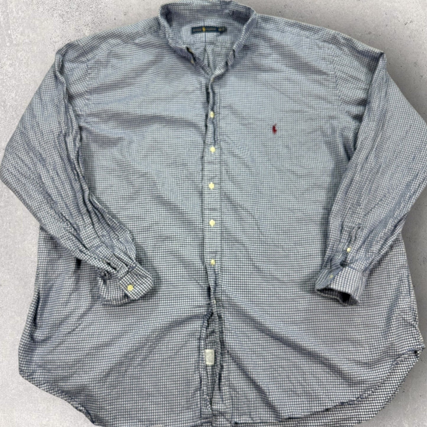 Ralph Lauren Shirt Gingham Button Down Long Sleeve mens 4XLT Blue Classic Fit