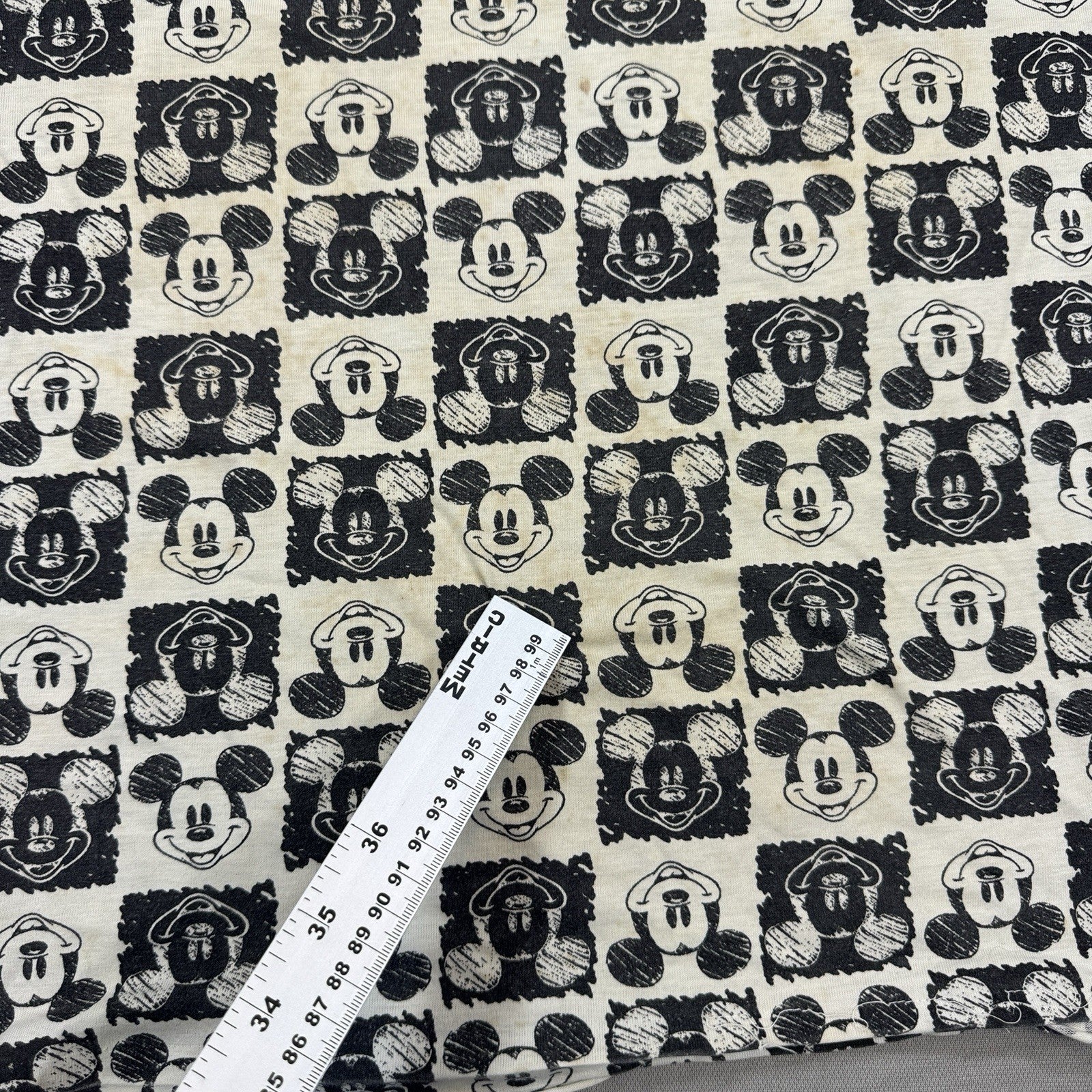 Vintage 90's Mickey Mouse Shirt Womens Small Black White Graphic Checkered