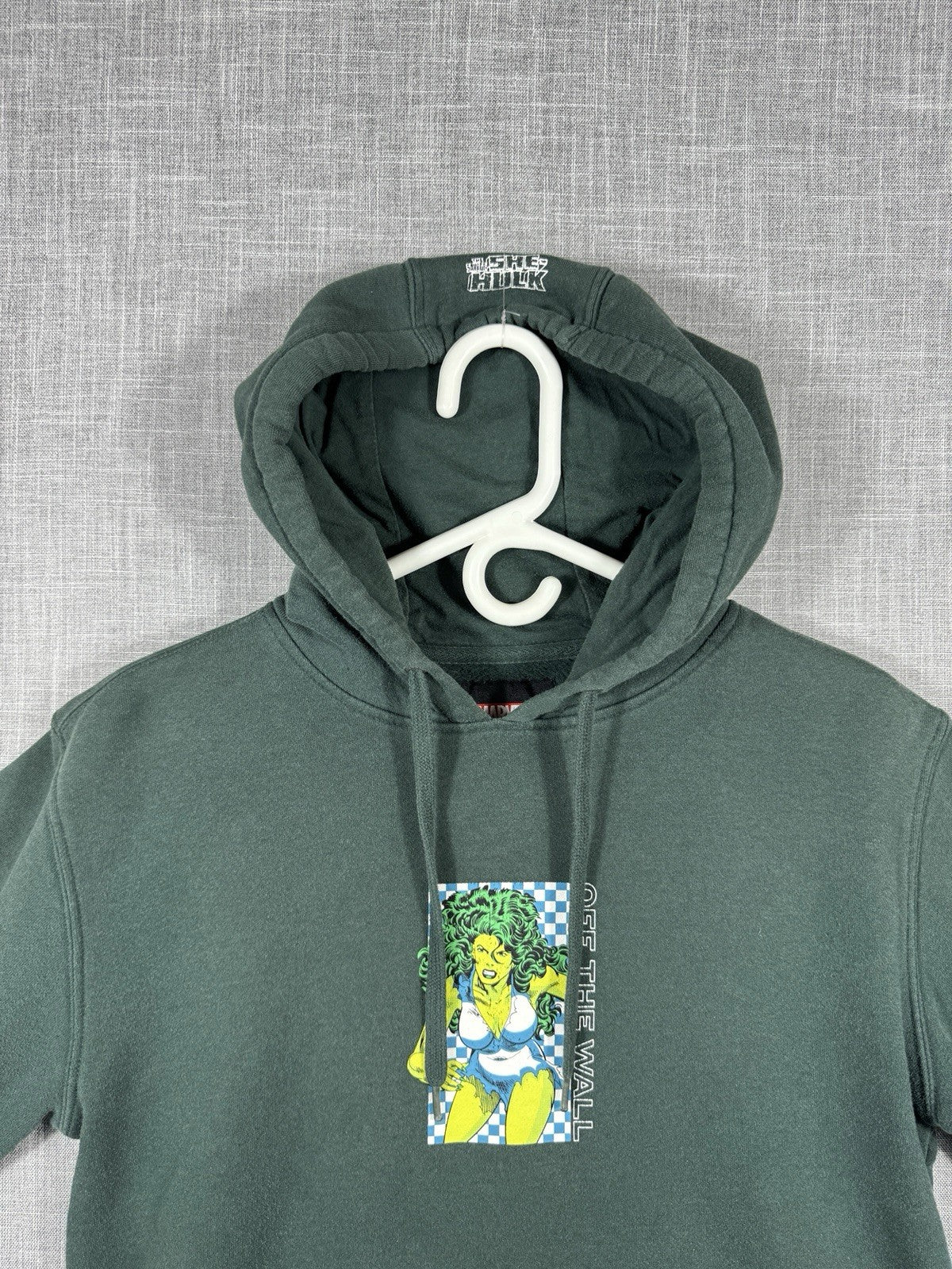 Vans Marvel She-Hulk Print Hoodie Sweatshirt Adult Small Green Off Wall Collab
