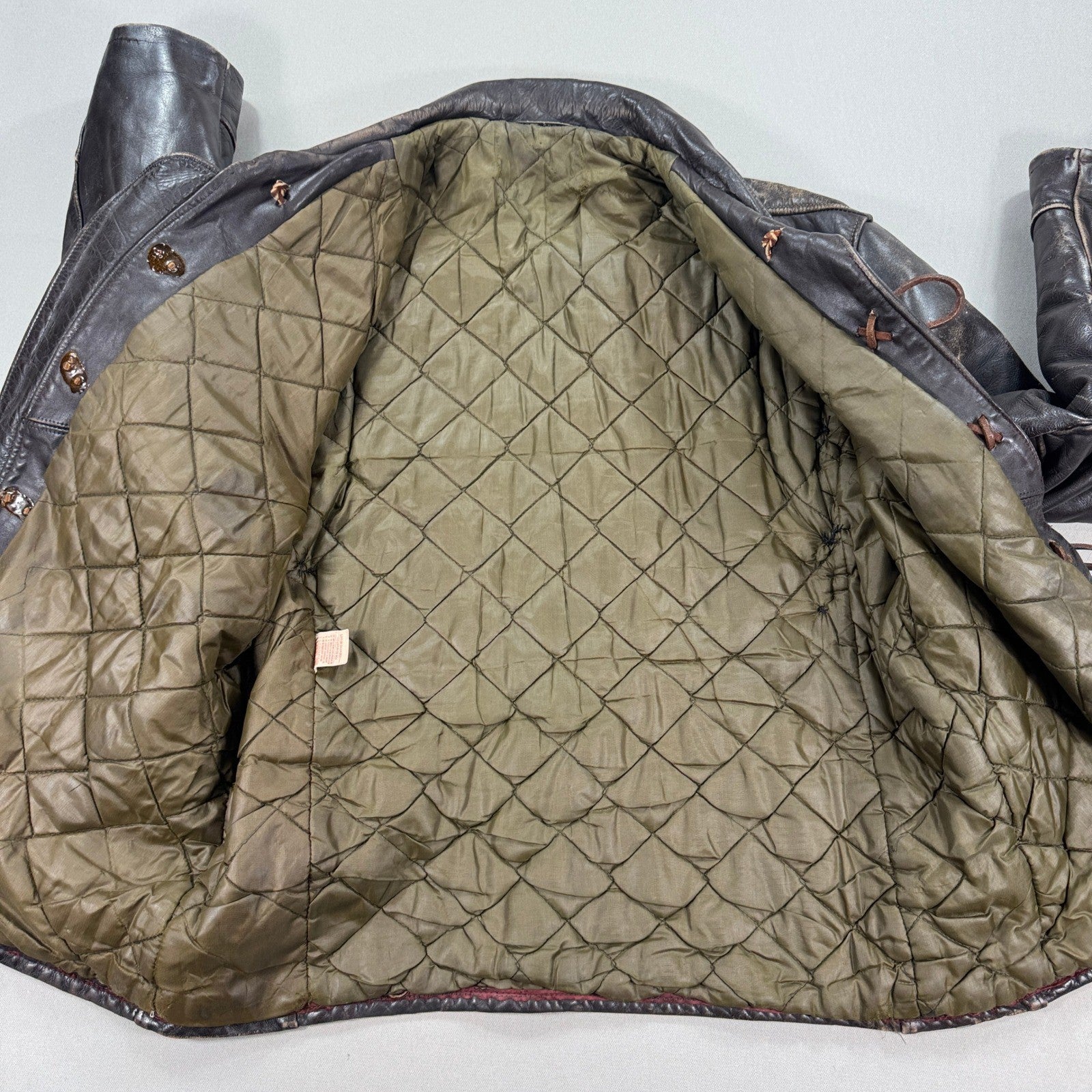 Vintage Super RARE Schott Bros Leather Coat Toggle Closure Mens Large Dark Brown