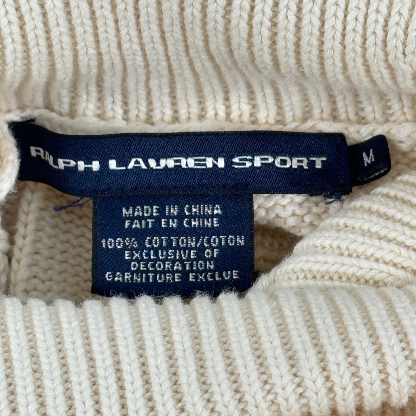 Polo Ralph Lauren Cable Knit Turtleneck Sweater Ivory Classic Womens Medium