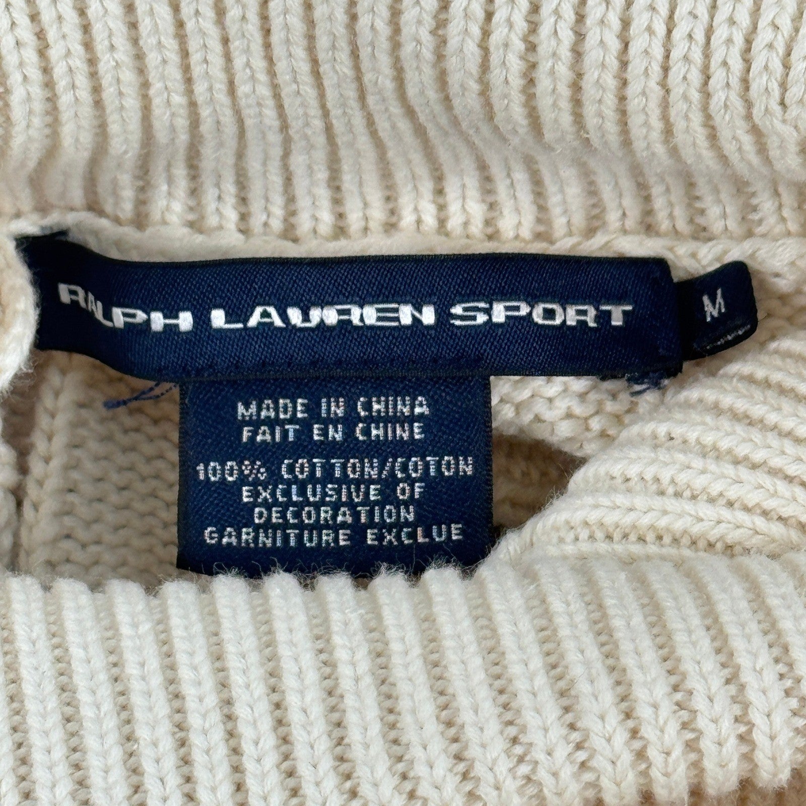 Polo Ralph Lauren Cable Knit Turtleneck Sweater Ivory Classic Womens Medium