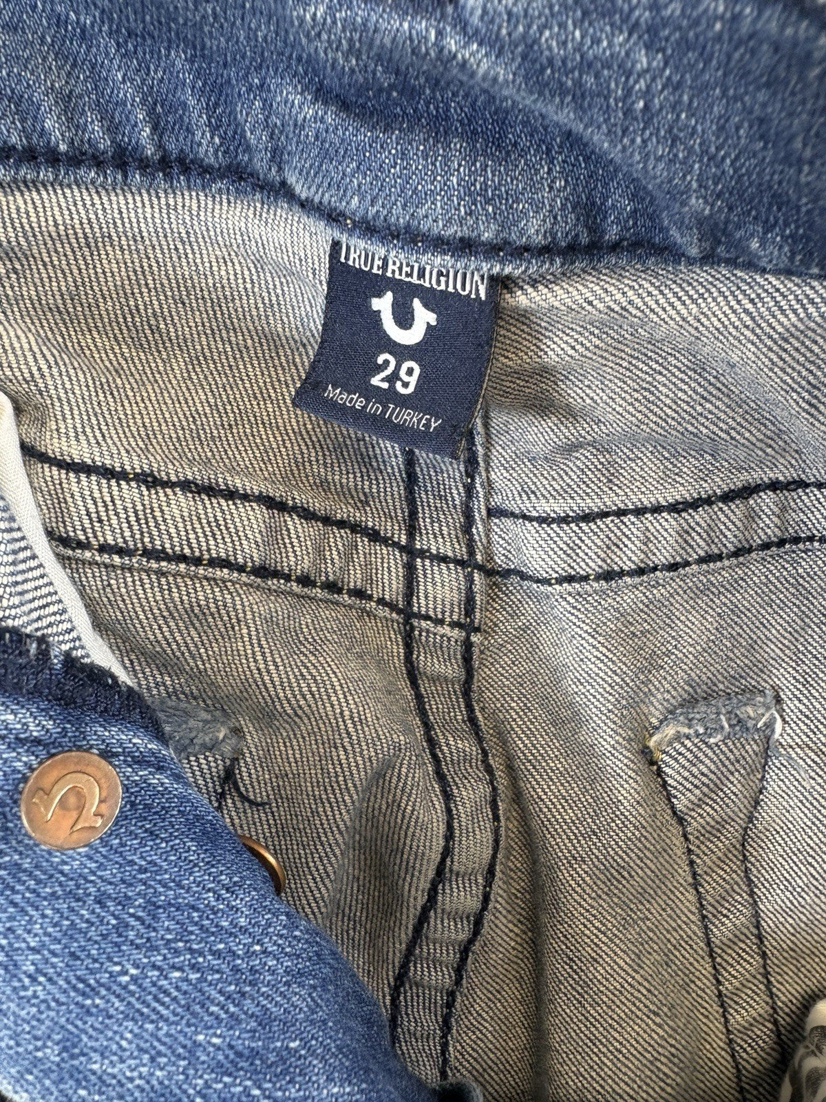 True Religion Distressed Denim Jeans Womens Size 29 Ripped Straight Leg