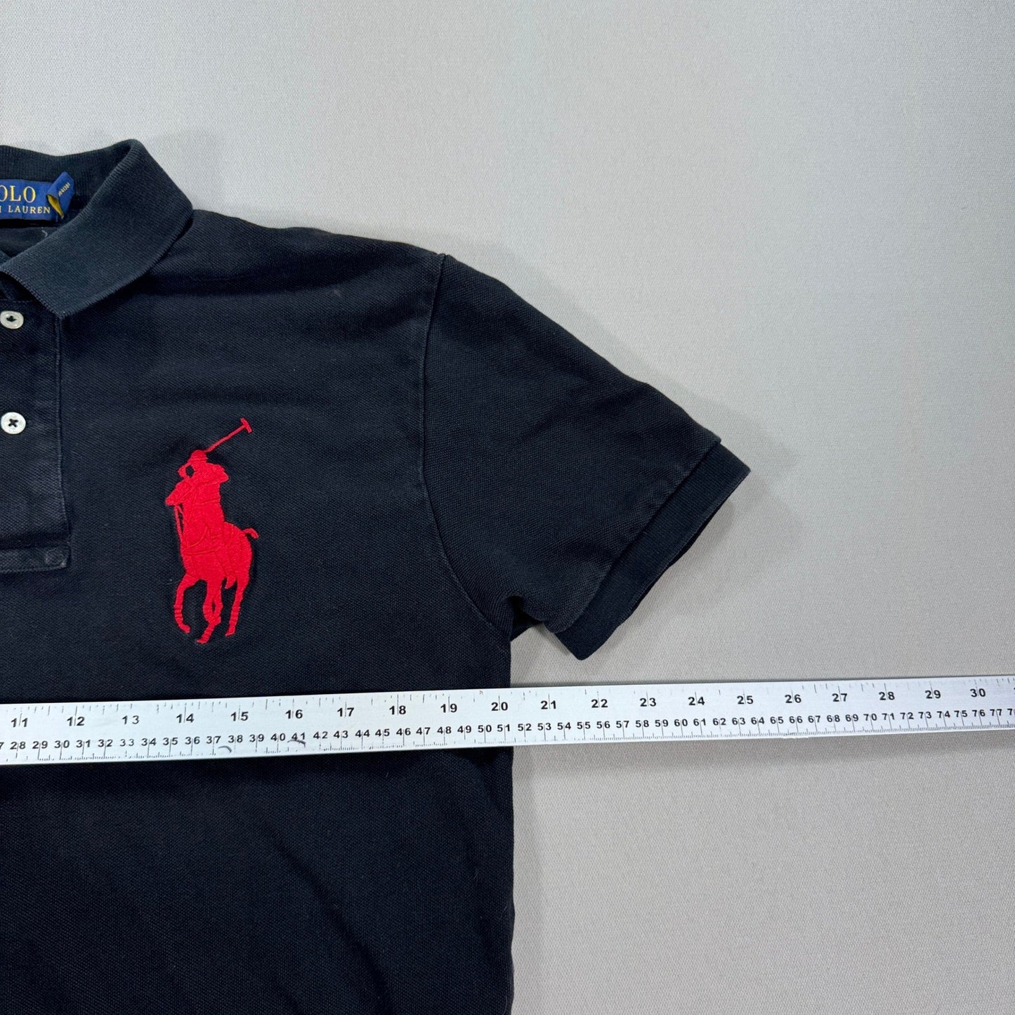 Vintage Polo Ralph Lauren Polo Shirt Big Pony #3 Men's Medium Black Custom Fit