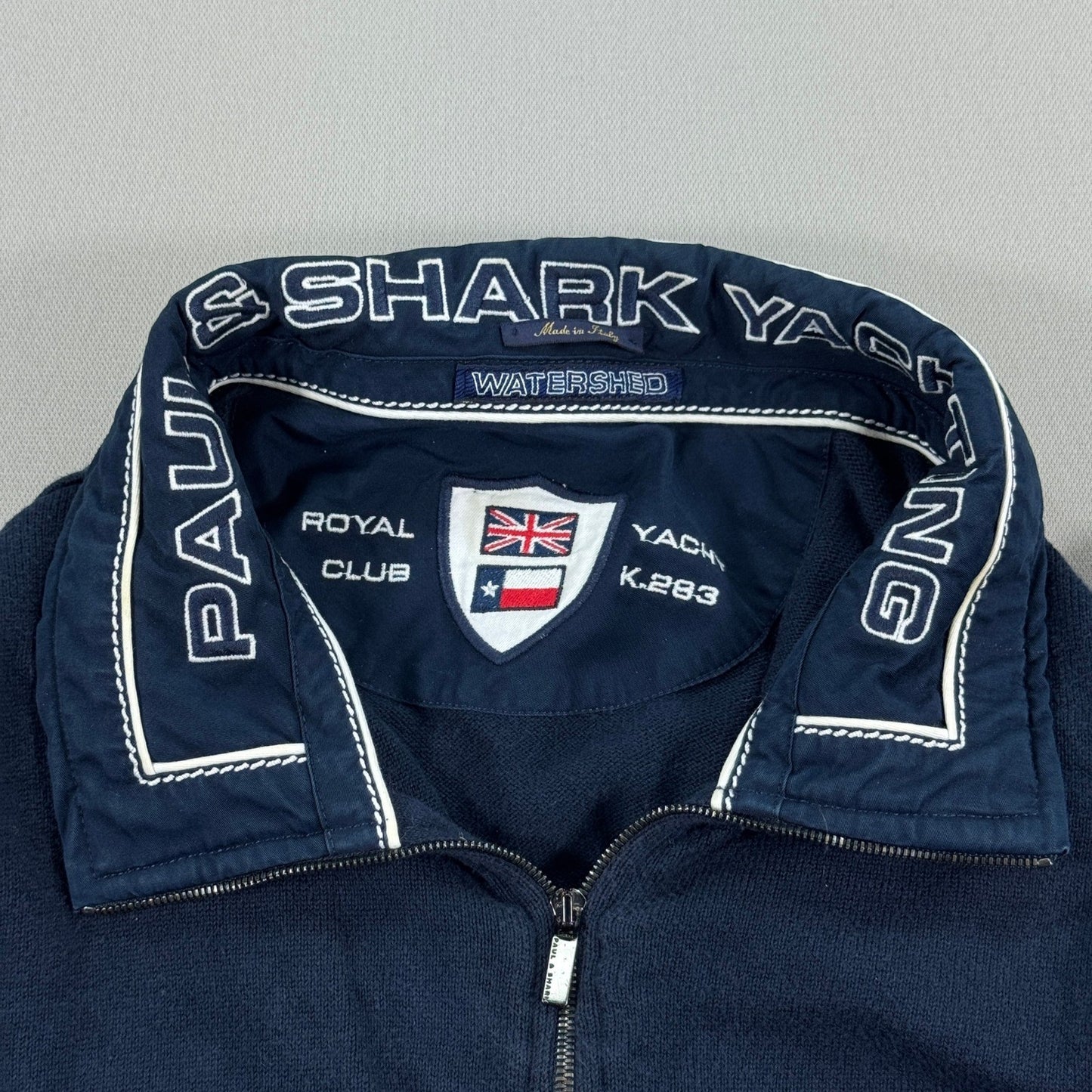 Paul & Shark Yachting Royal Club Full Zip Sweater mens 2XL Blue Made In Italy