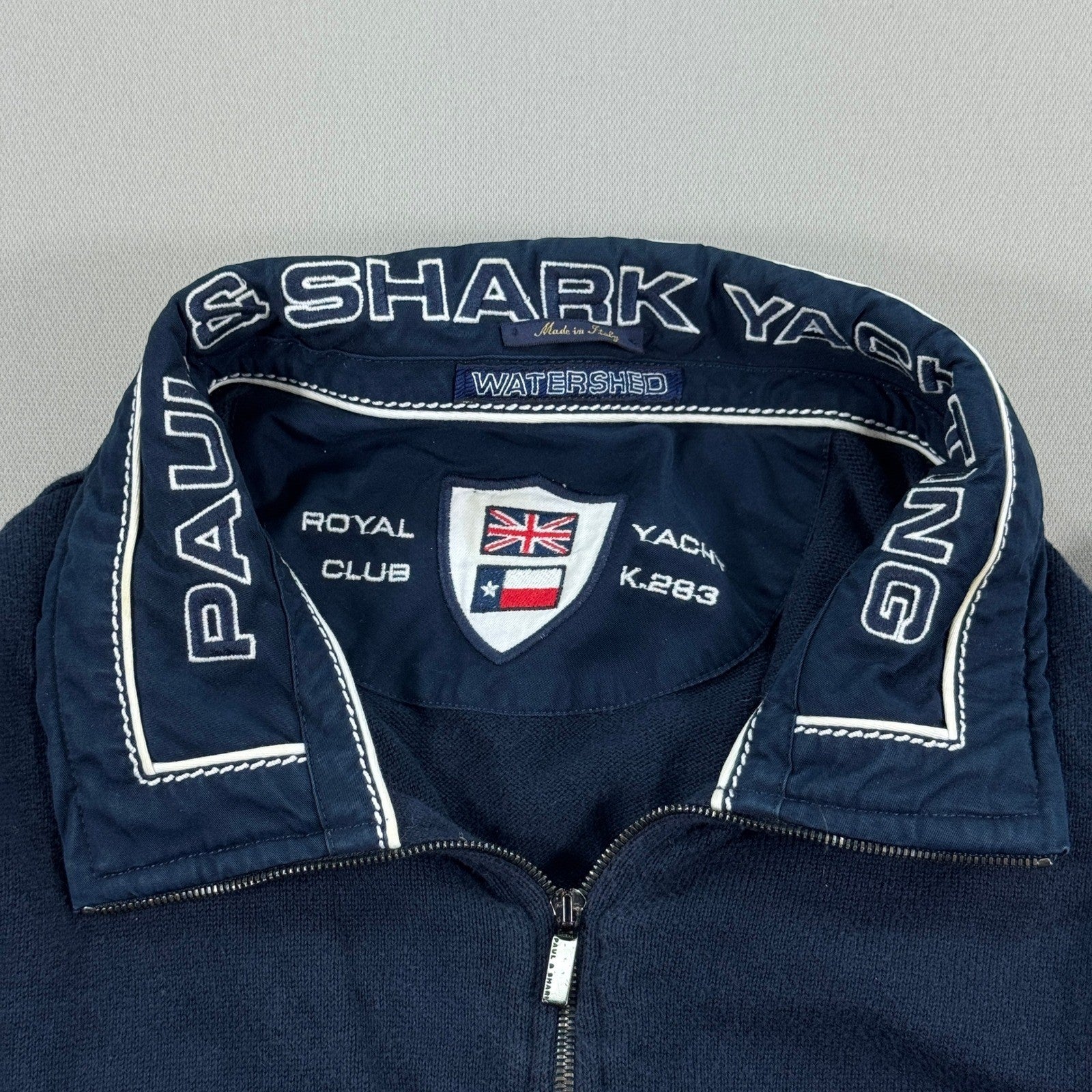 Paul & Shark Yachting Royal Club Full Zip Sweater mens 2XL Blue Made In Italy