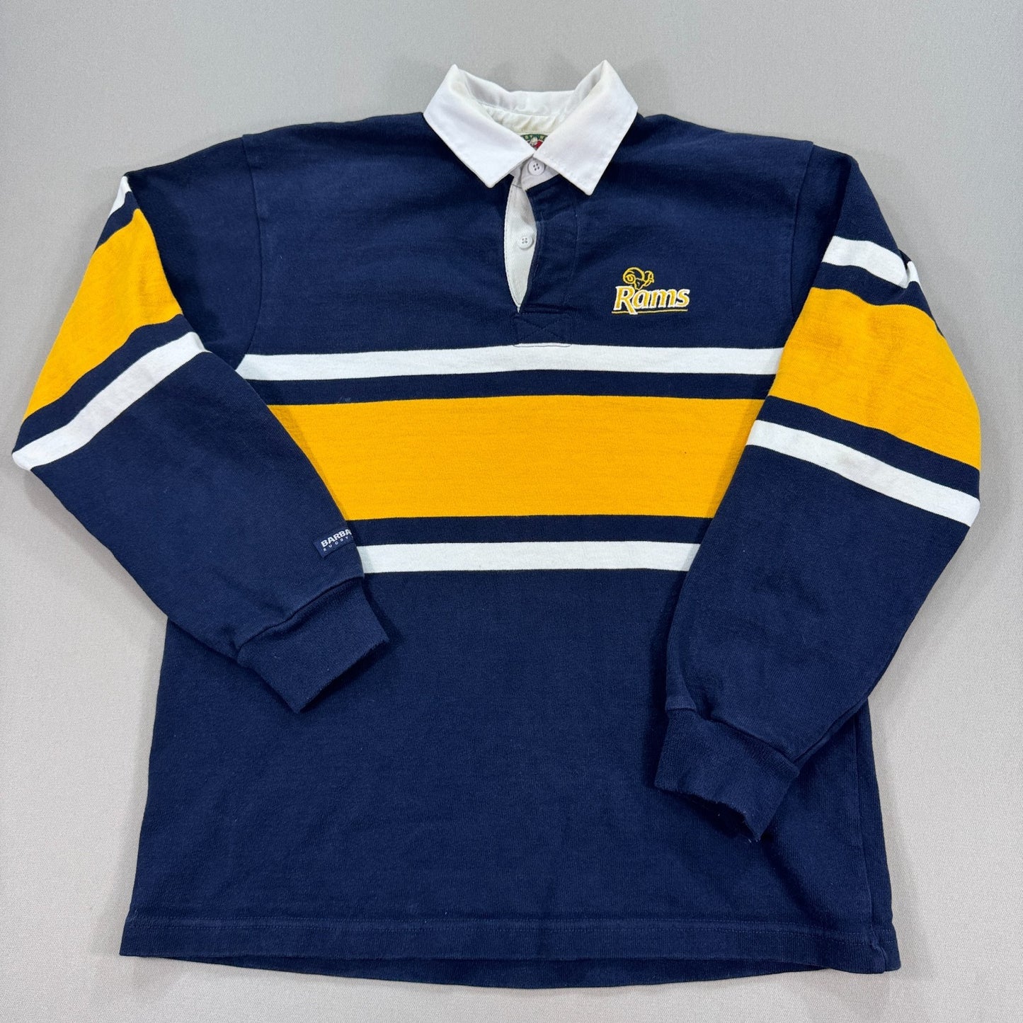 Vintage Barbarian Rugby Wear Shirt Rams / Ice mens Blue Striped Made In Canada