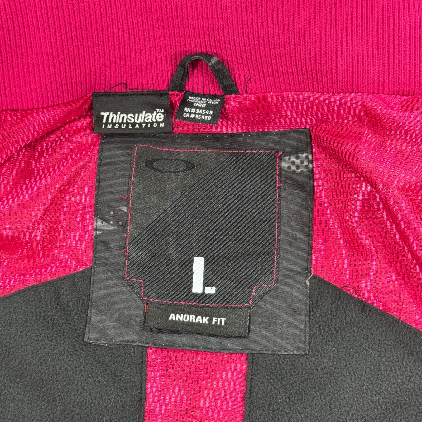 Oakley Snowboard Coat Anorak Fit Hooded Womens Large Gray Pink Insulated