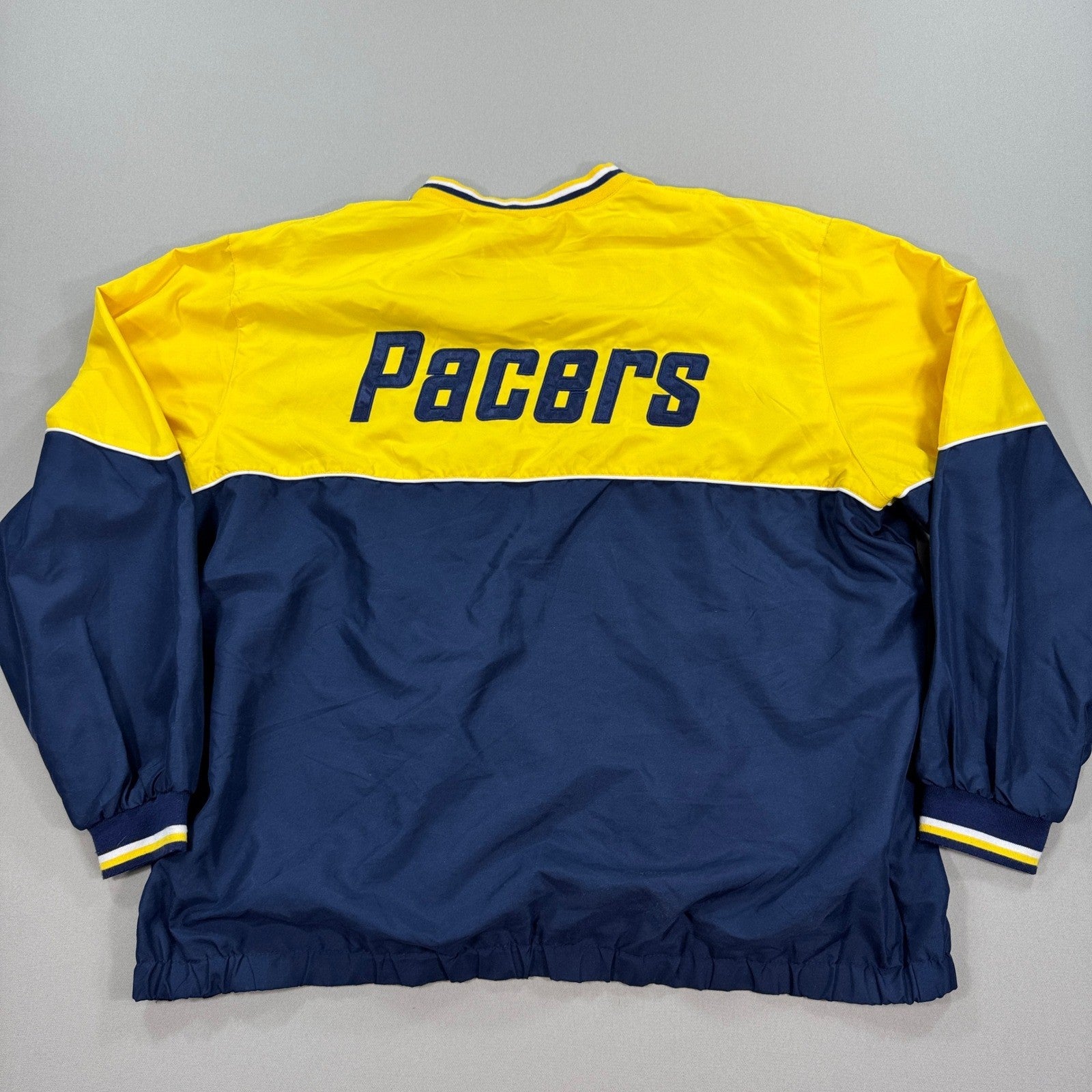 Vintage NBA Indiana Pacers Pullover Windbreaker Jacket mens XXL Yellow Blue