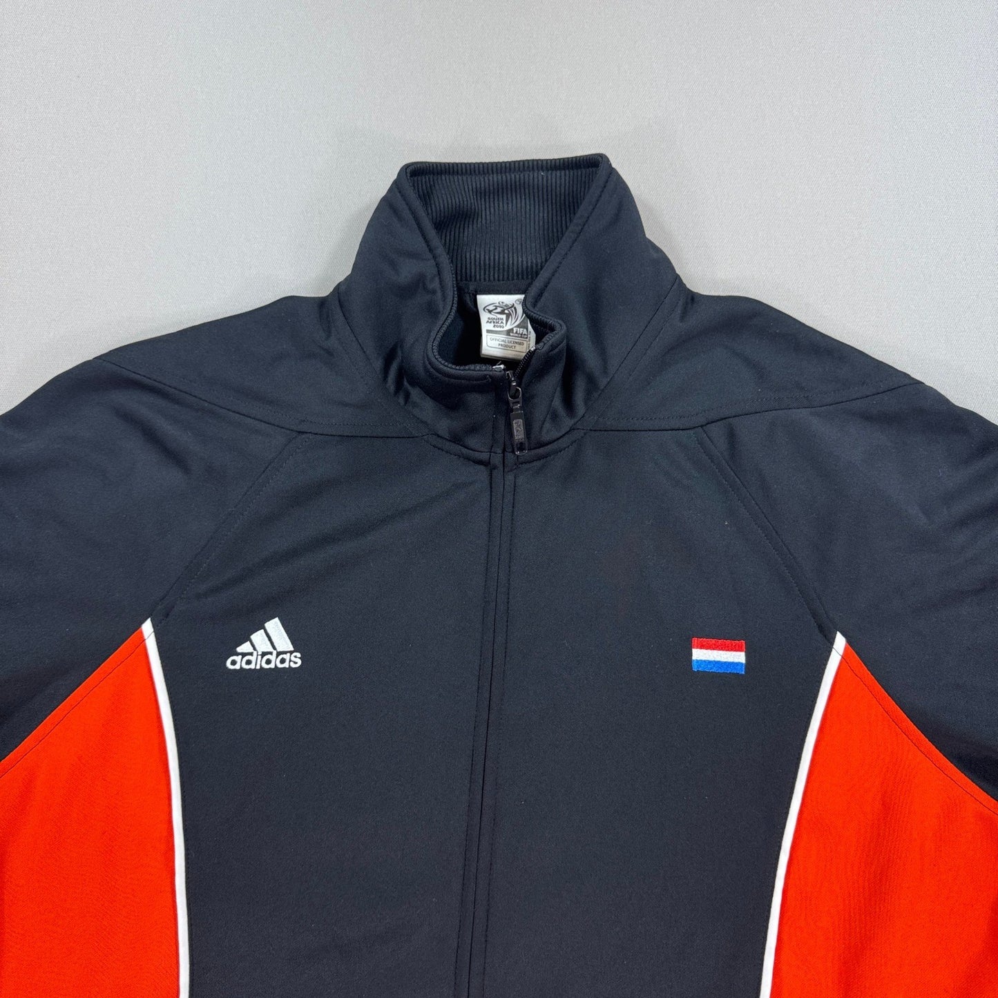 VTG Adidas Netherlands Track Jacket mens 2XL Black Red World Cup South Africa