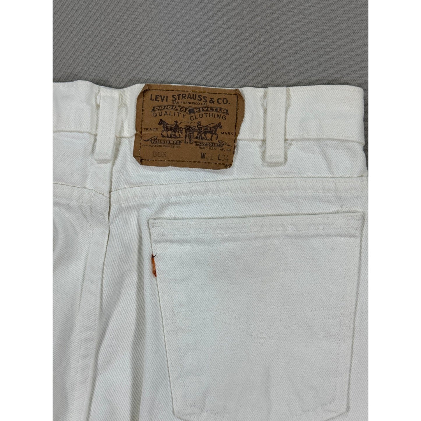Vintage Levi's 505 Denim Jeans Womens 31x34 White Made In USA Straight Leg Y2K