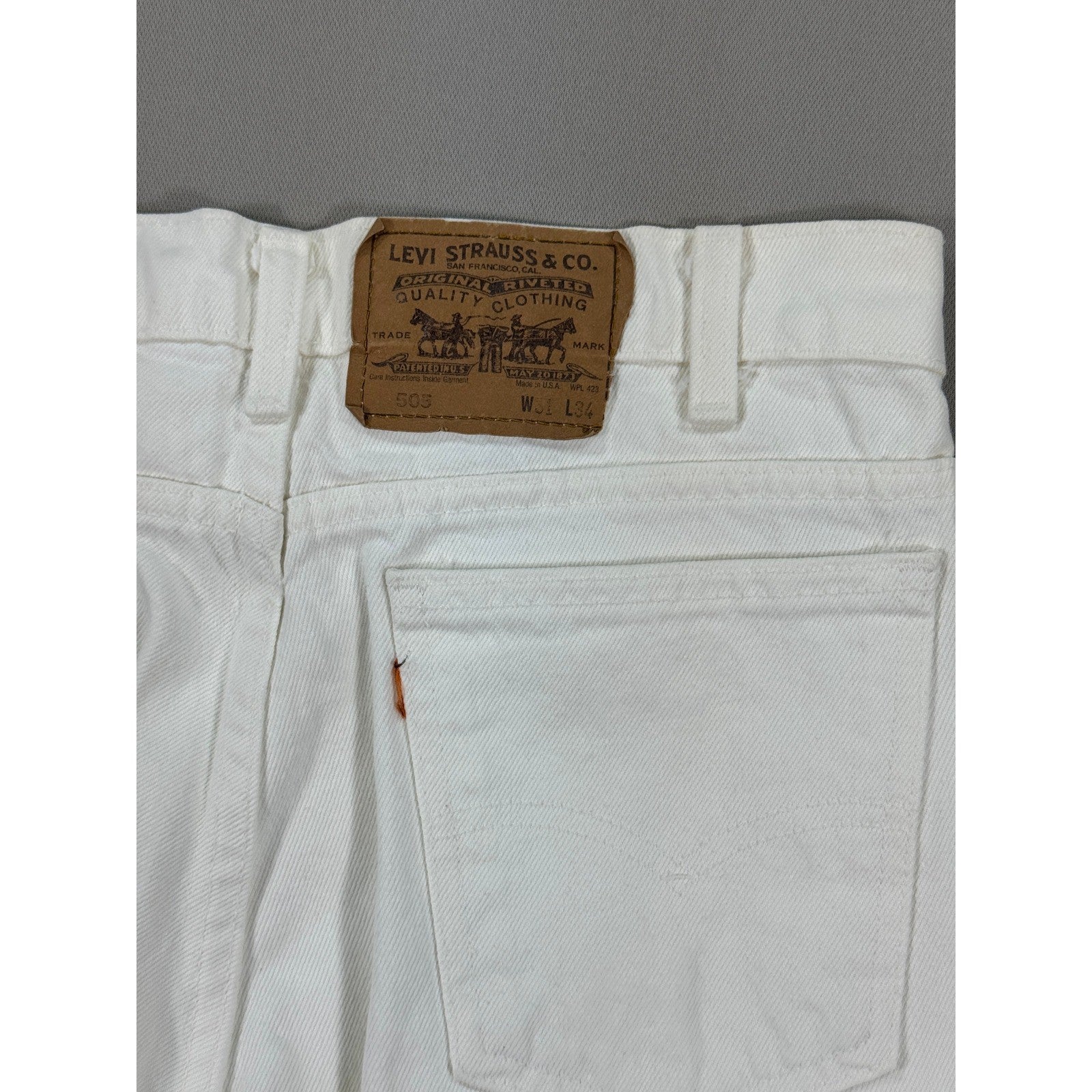 Vintage Levi's 505 Denim Jeans Womens 31x34 White Made In USA Straight Leg Y2K