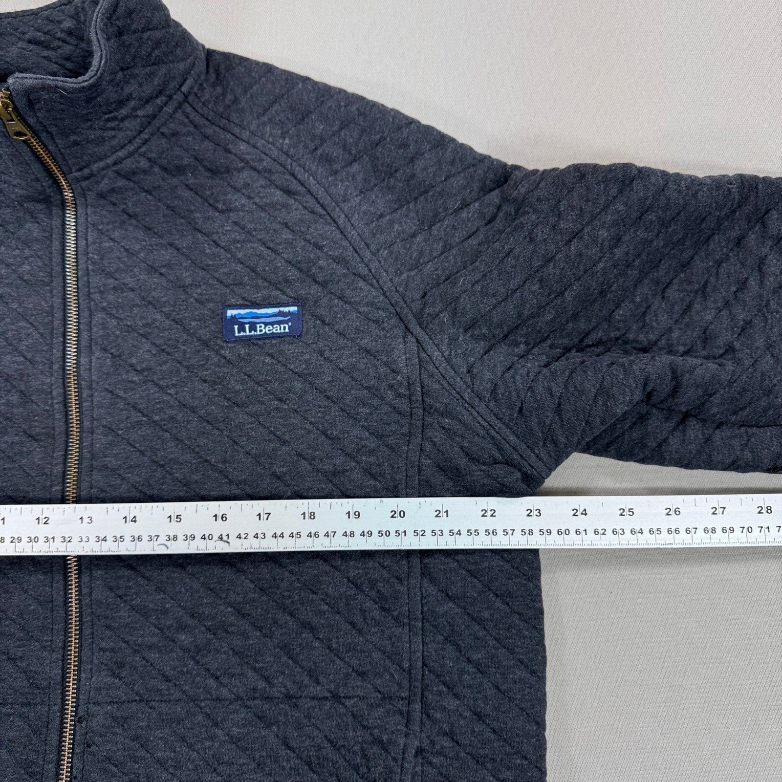 LL Bean Quilted Sweater Men's Large Navy Blue Zip Up Traditional Fit Sweatshirt