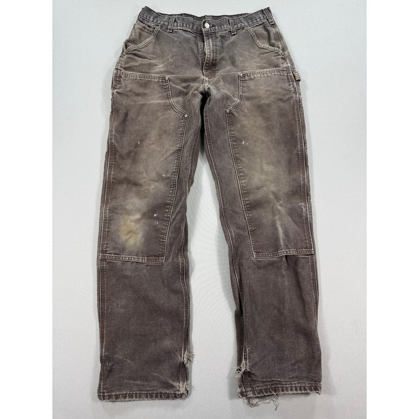 Carhartt B136 Double Knee Pants Dungaree Fit mens 34x34 Brown Carpenter Canvas