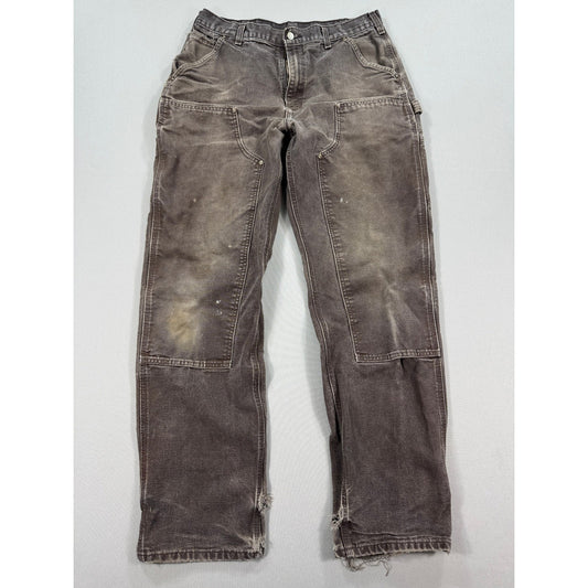 Carhartt B136 Double Knee Pants Dungaree Fit mens 34x34 Brown Carpenter Canvas
