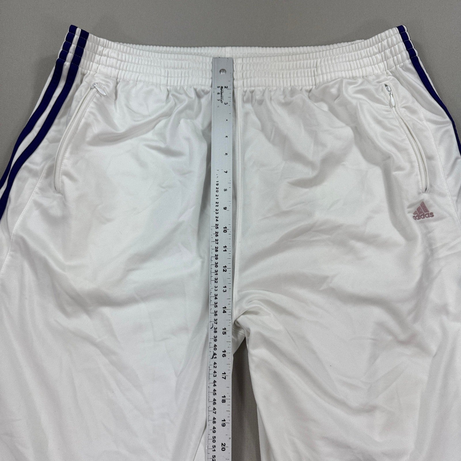 Vintage Adidas Track Pants mens XL White Three Stripe Side Snap Wide Leg Y2K