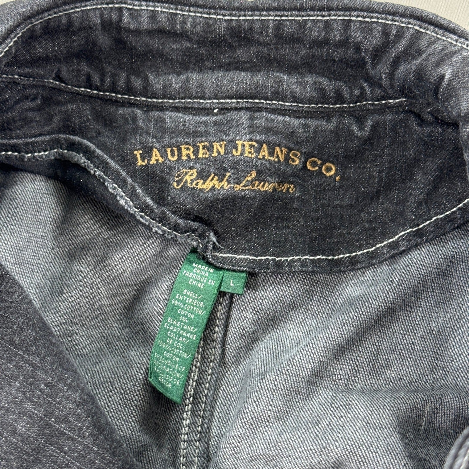 Lauren Jeans Co. Ralph Lauren Jean Trench Coat Womens Large Dark Wash Denim