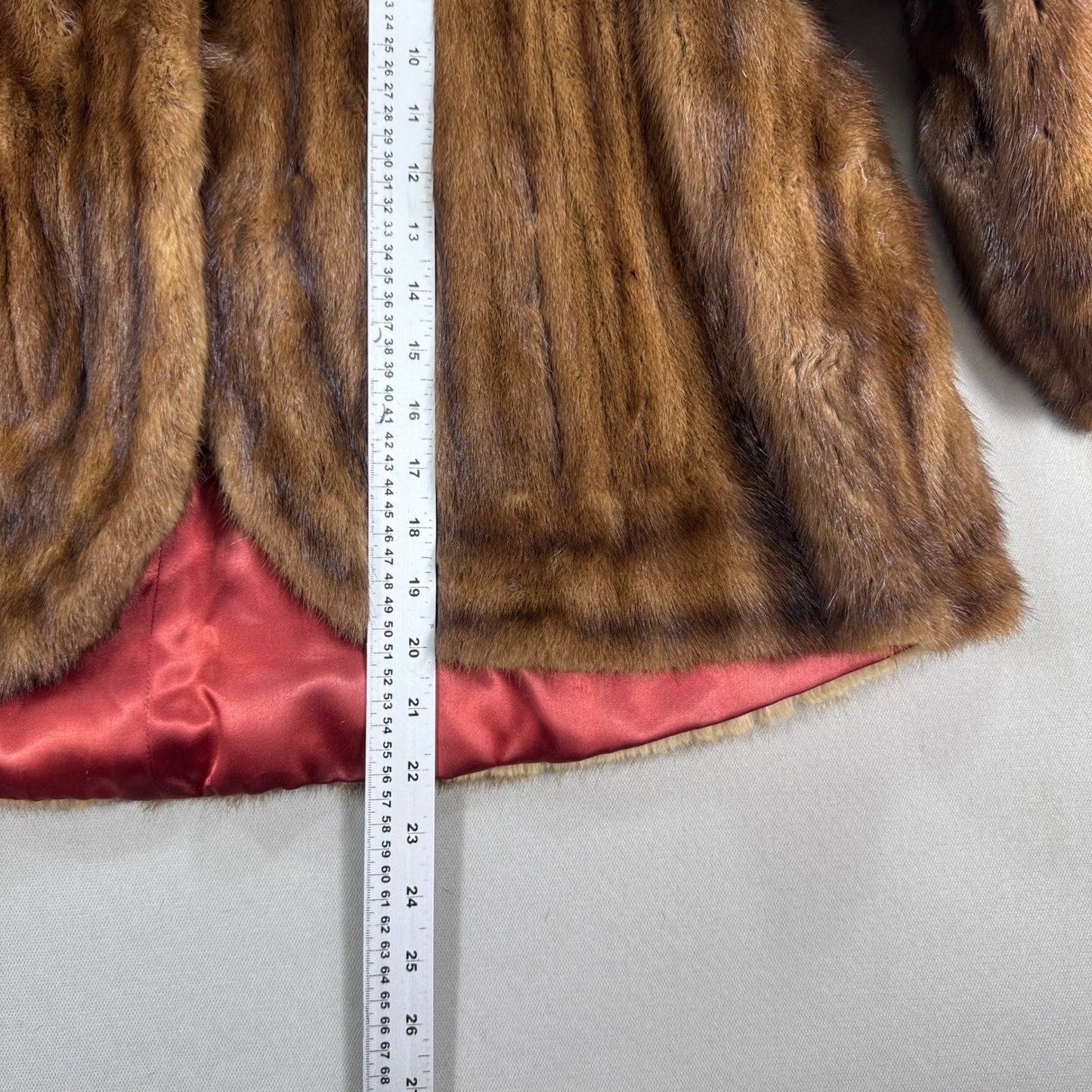 Vintage Samuel Silver Montreal Mink Fur Stole Caplet Cape Jacket Brown Red Lined