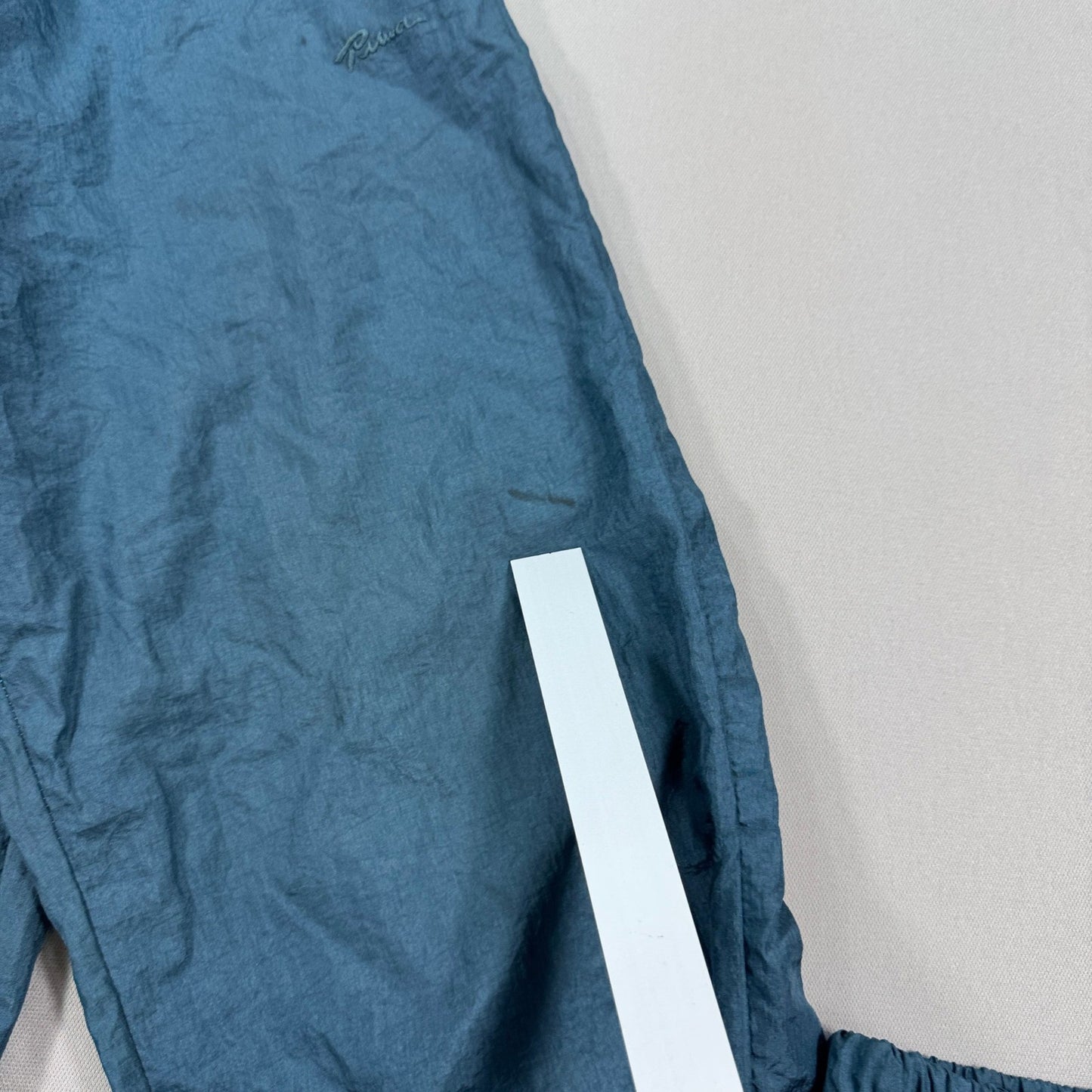 Vintage Puma Track Pants mens Medium Teal Windbreaker Nylon Zipped Ankles Y2K