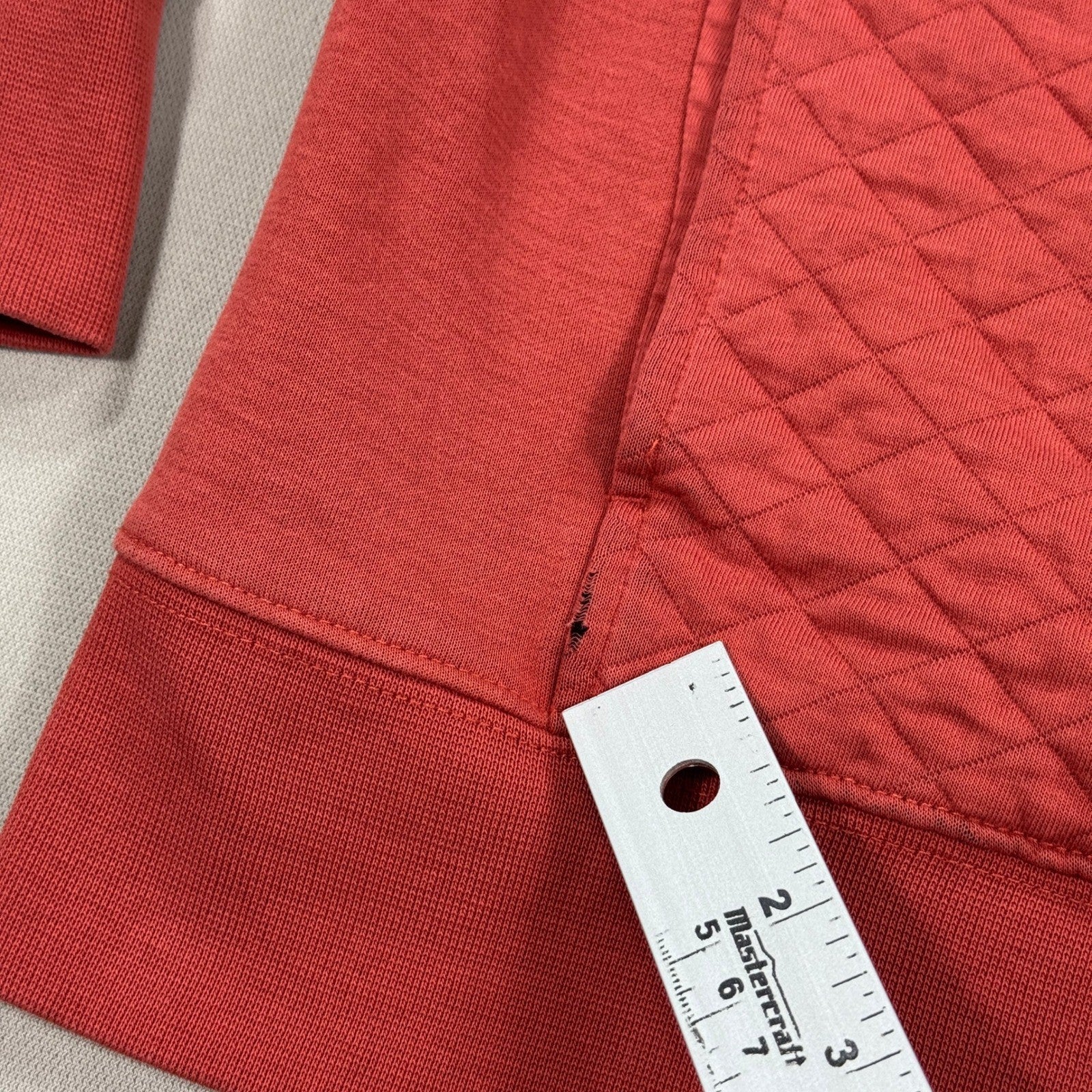 LL Bean Quilted Pullover Womens Medium Quarter Zip Red Long Sleeve