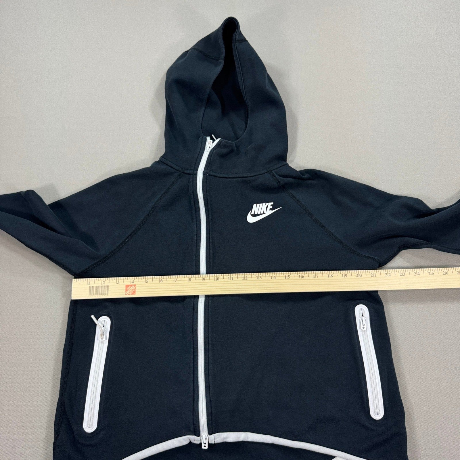 Nike Sportswear Hoodie Jacket Womens Medium Black Full Zip Hooded Asymetrical