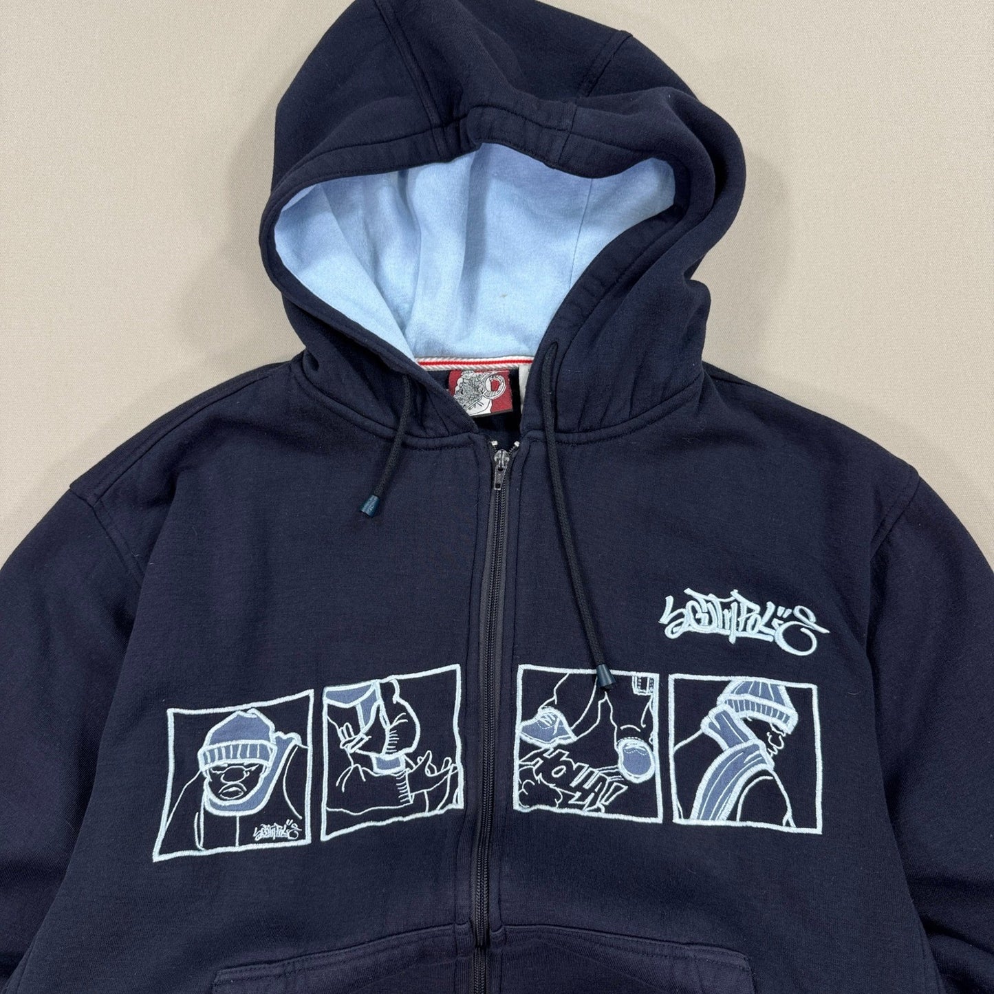 Vintage Y2K South Pole Hoodie Homies Graphitti Spray Paint mens Large Navy Blue