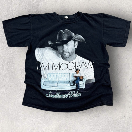Vintage Tim McGraw Southern Voice Concert T-Shirt Mens Large Black Graphic Print