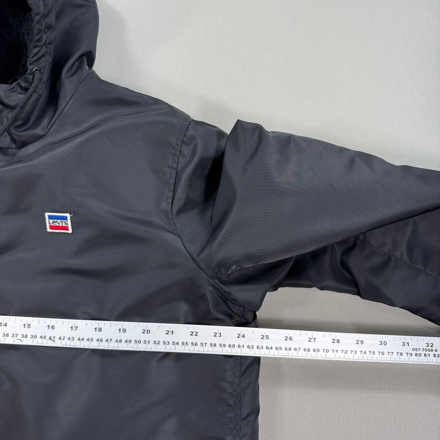 Levi's Sherpa Lined Coaches Jacket Mens Large Black Hooded Button Down Winter