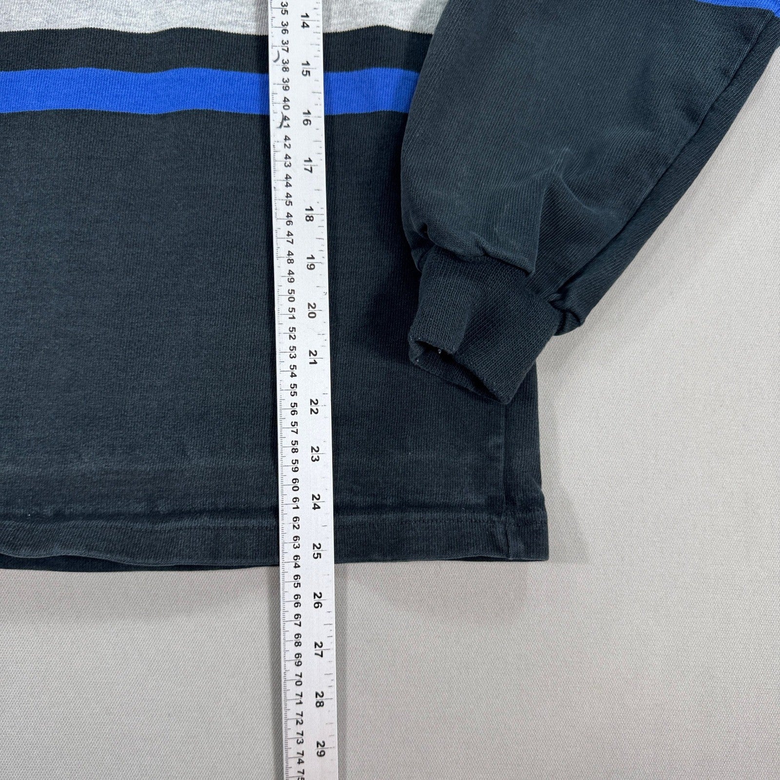 Vintage Barbarian Rugby Shirt mens Small Black Blue Stripe Long Sleeve Canada