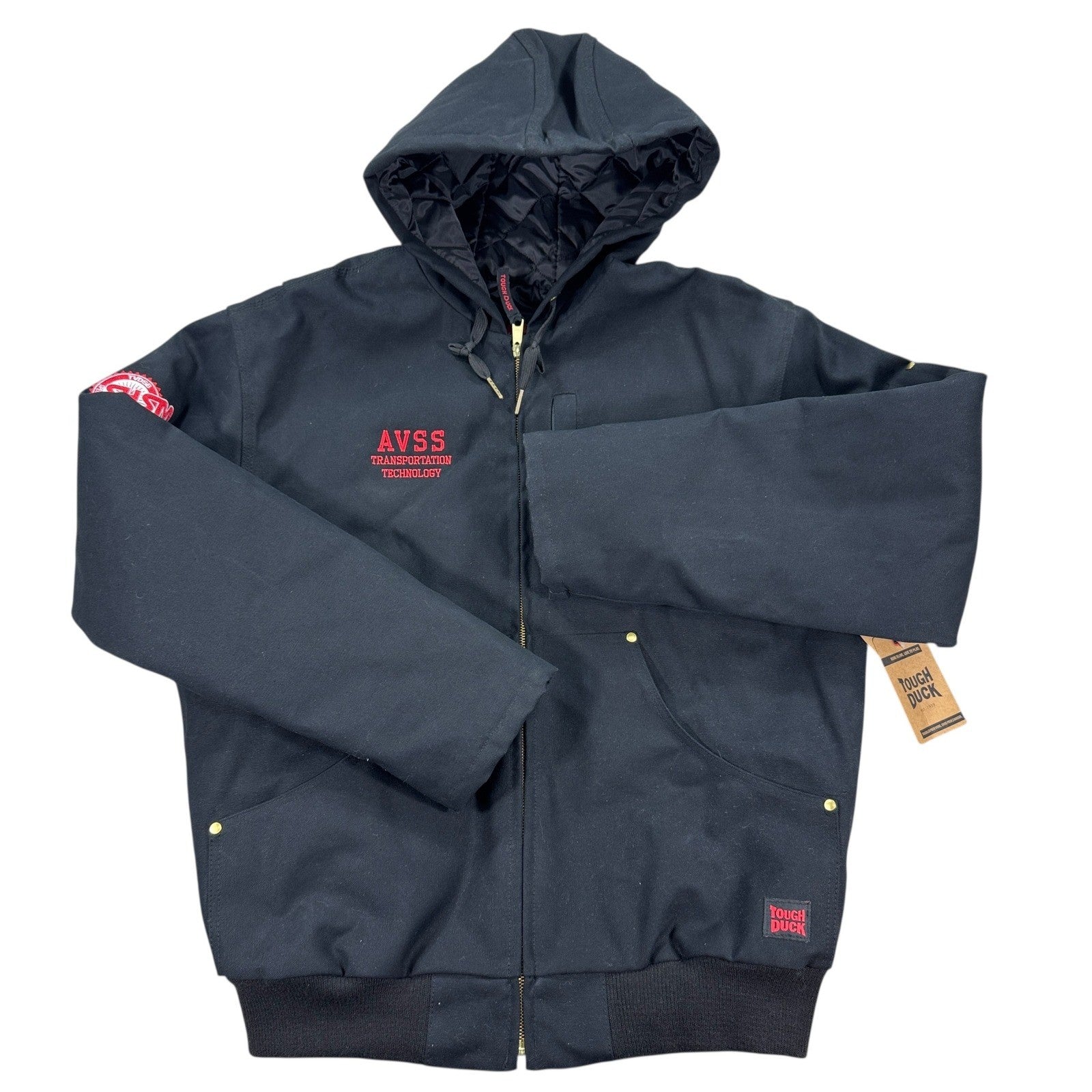 NWT Tough Duck Hooded Jacket Quilted Lined mens L Black Barn Field Coat