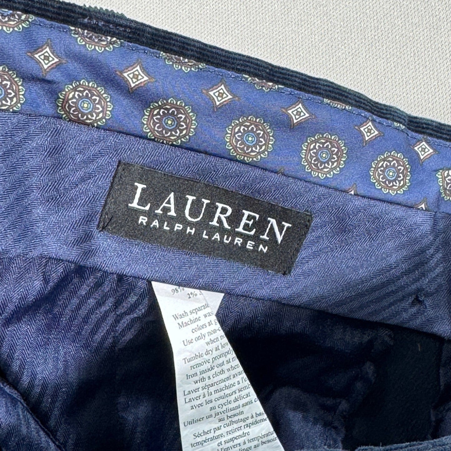 Lauren Ralph Lauren Corduroy Pants Classic Fit Mens Navy Blue 32x30 Straight Leg
