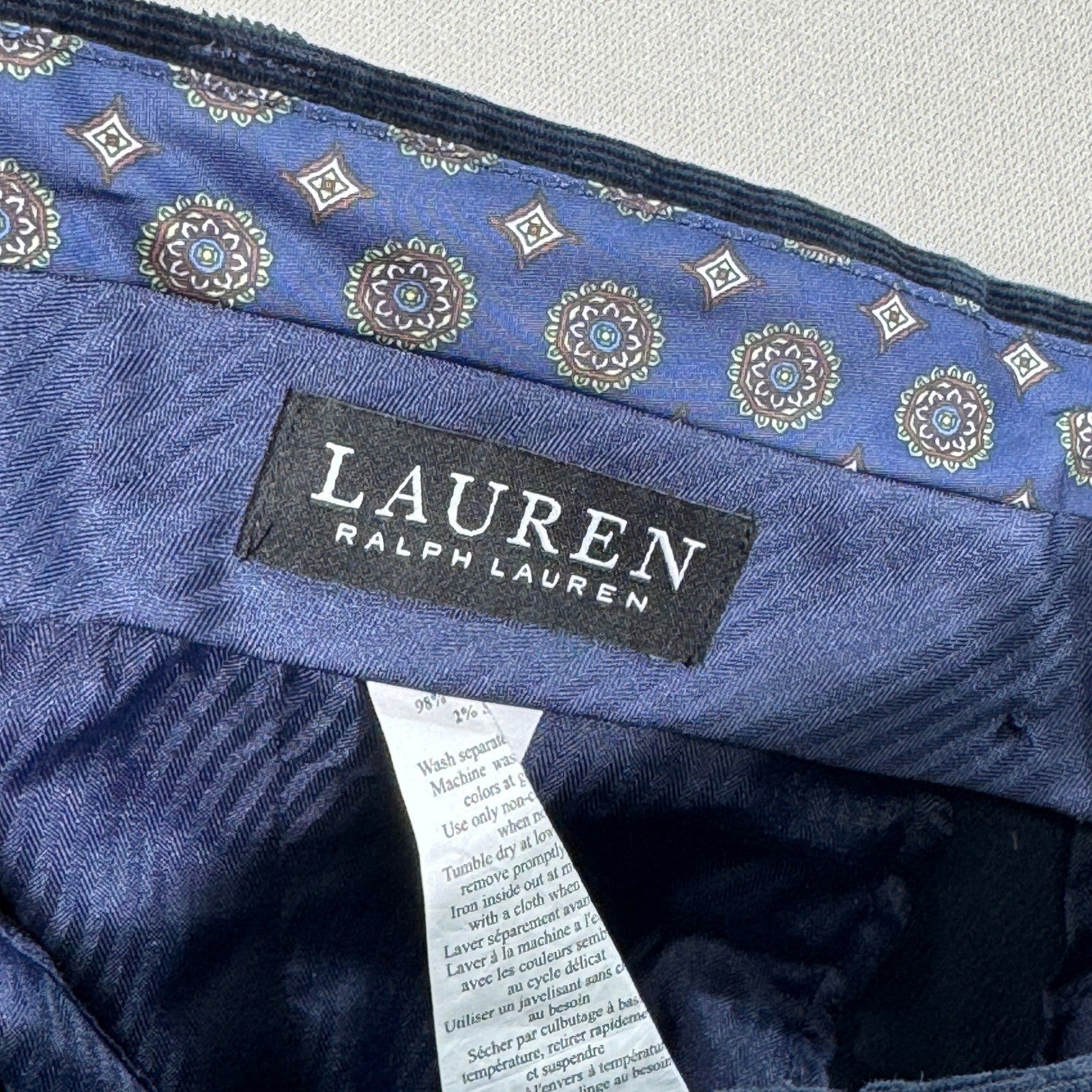 Lauren Ralph Lauren Corduroy Pants Classic Fit Mens Navy Blue 32x30 Straight Leg