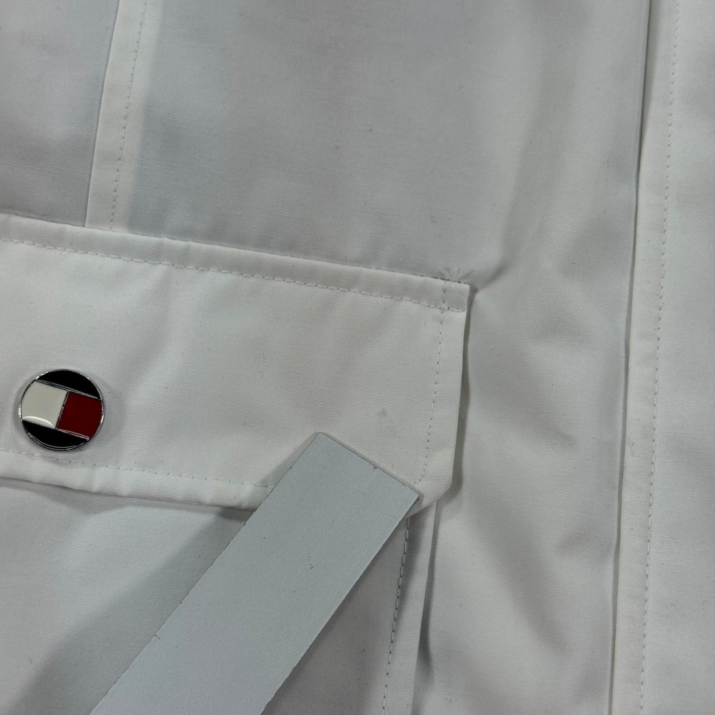 Tommy Hilfiger Windbreaker Coat White Quilted Lined Hooded Womens XL