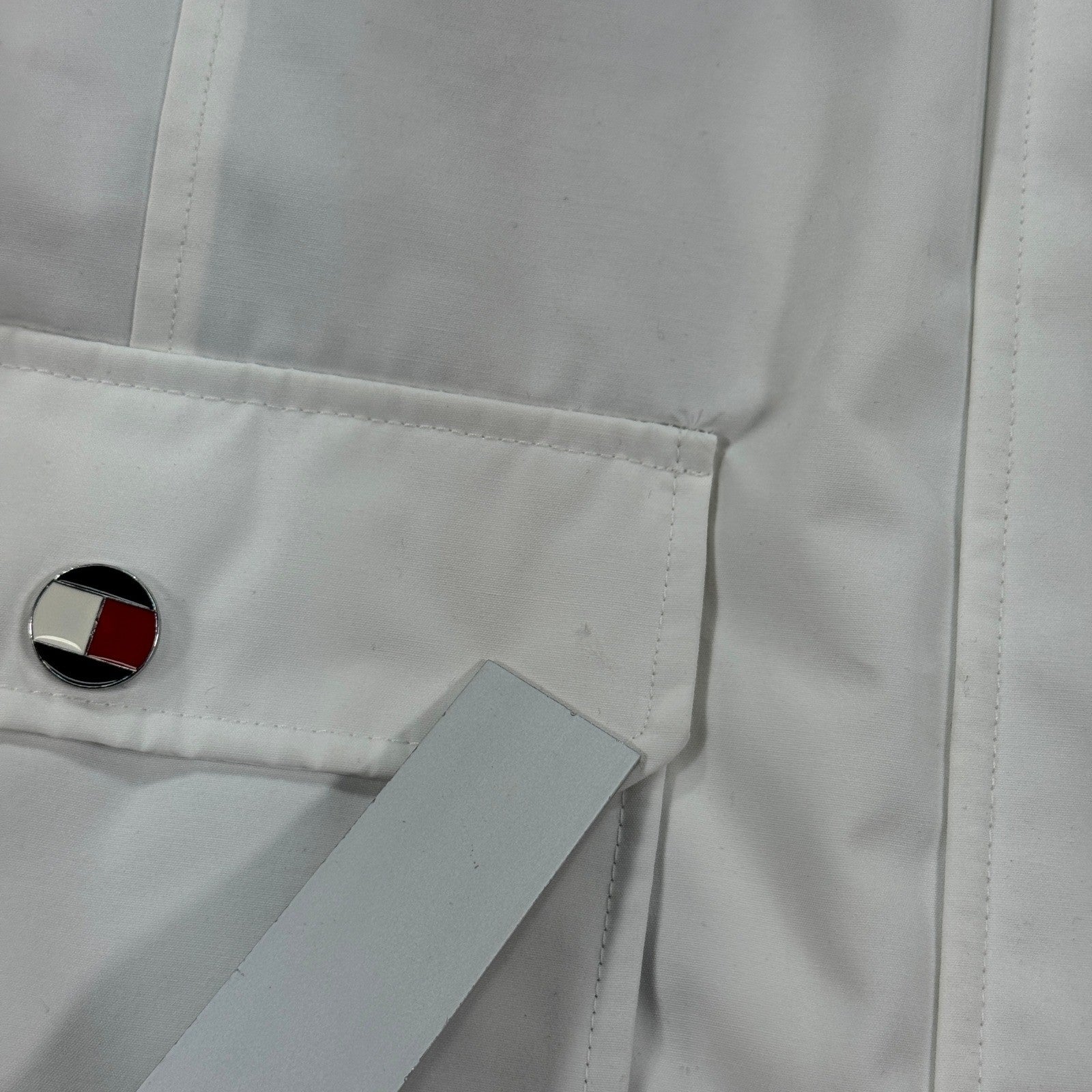 Tommy Hilfiger Windbreaker Coat White Quilted Lined Hooded Womens XL