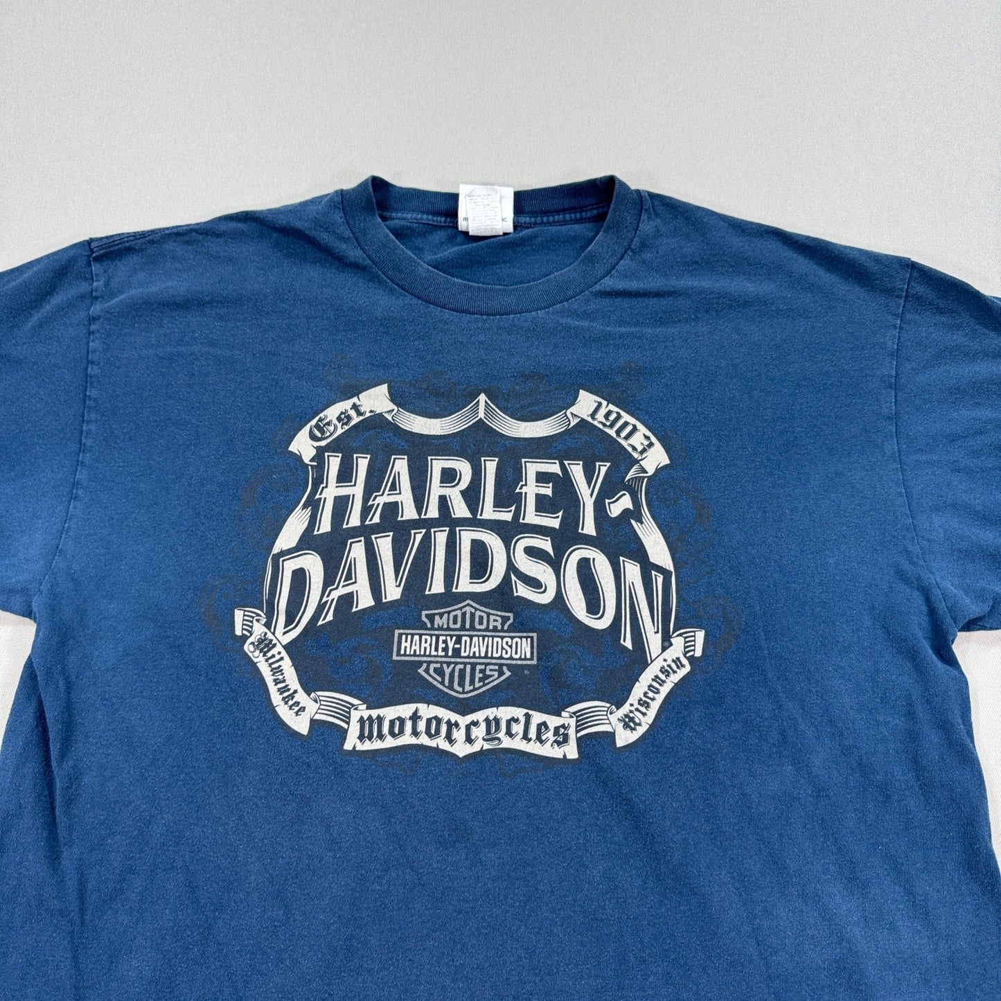 VTG Harley Davidson T-Shirt Front & Back Graphic mens XL Blue Cancun Mexico Y2K