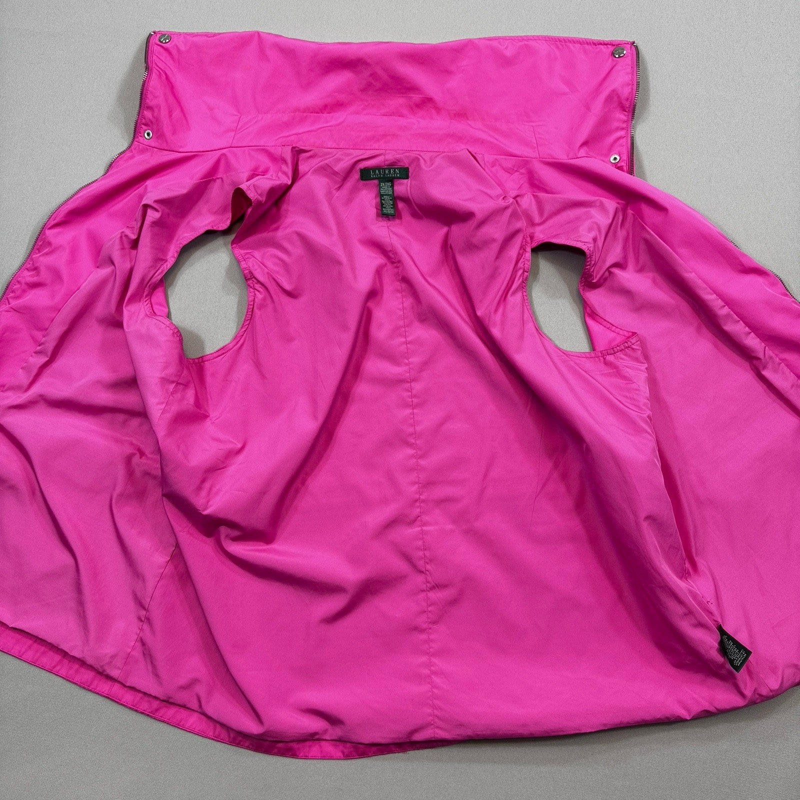 Lauren Ralph Lauren Womens 2XL Hot Pink Zip Up Vest Sleeveless Activerwear