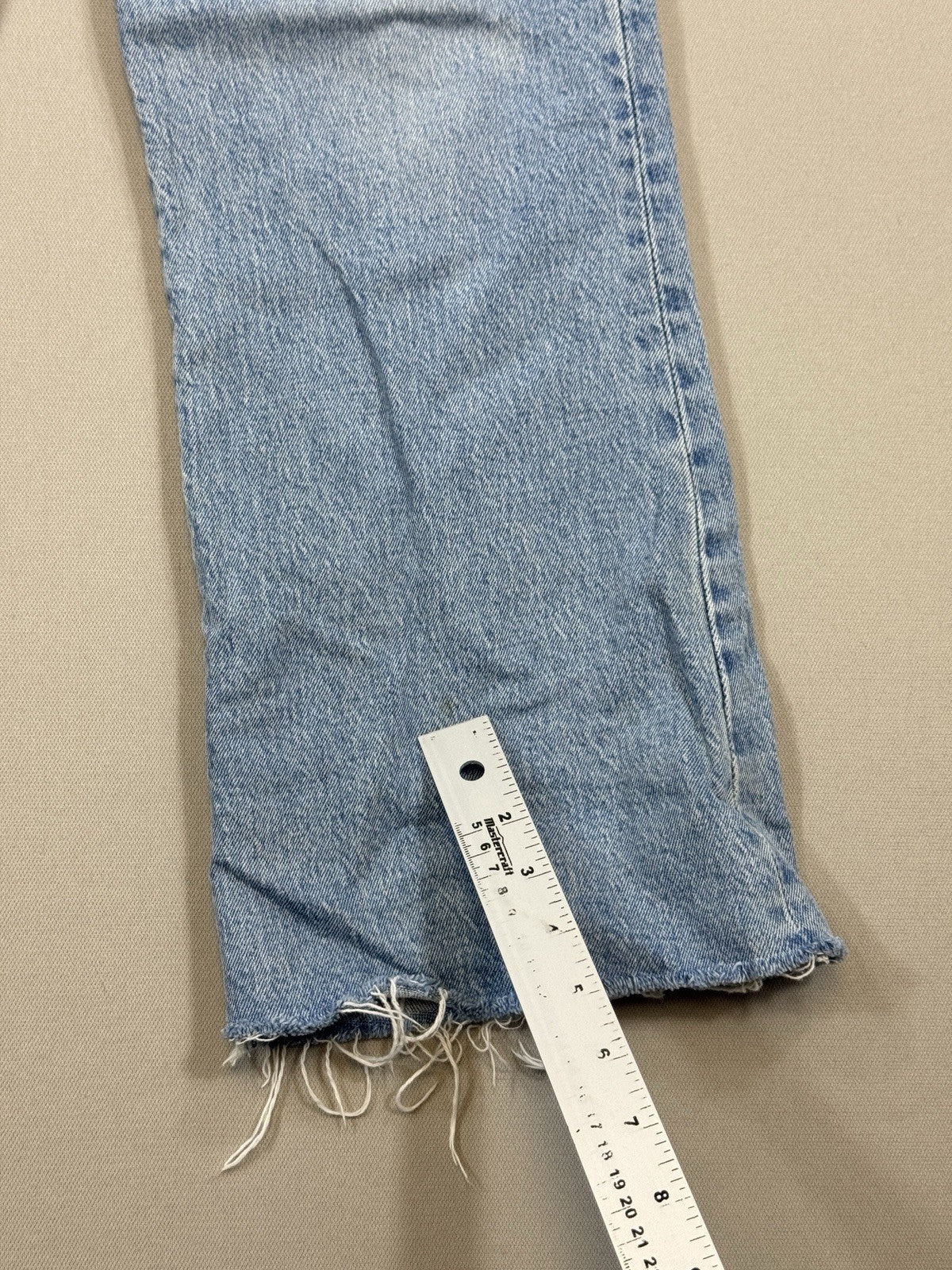 Vintage Levi's Big E Cut Off Crop Flare Womens 28x26 Button Fly Blue Denim Jeans