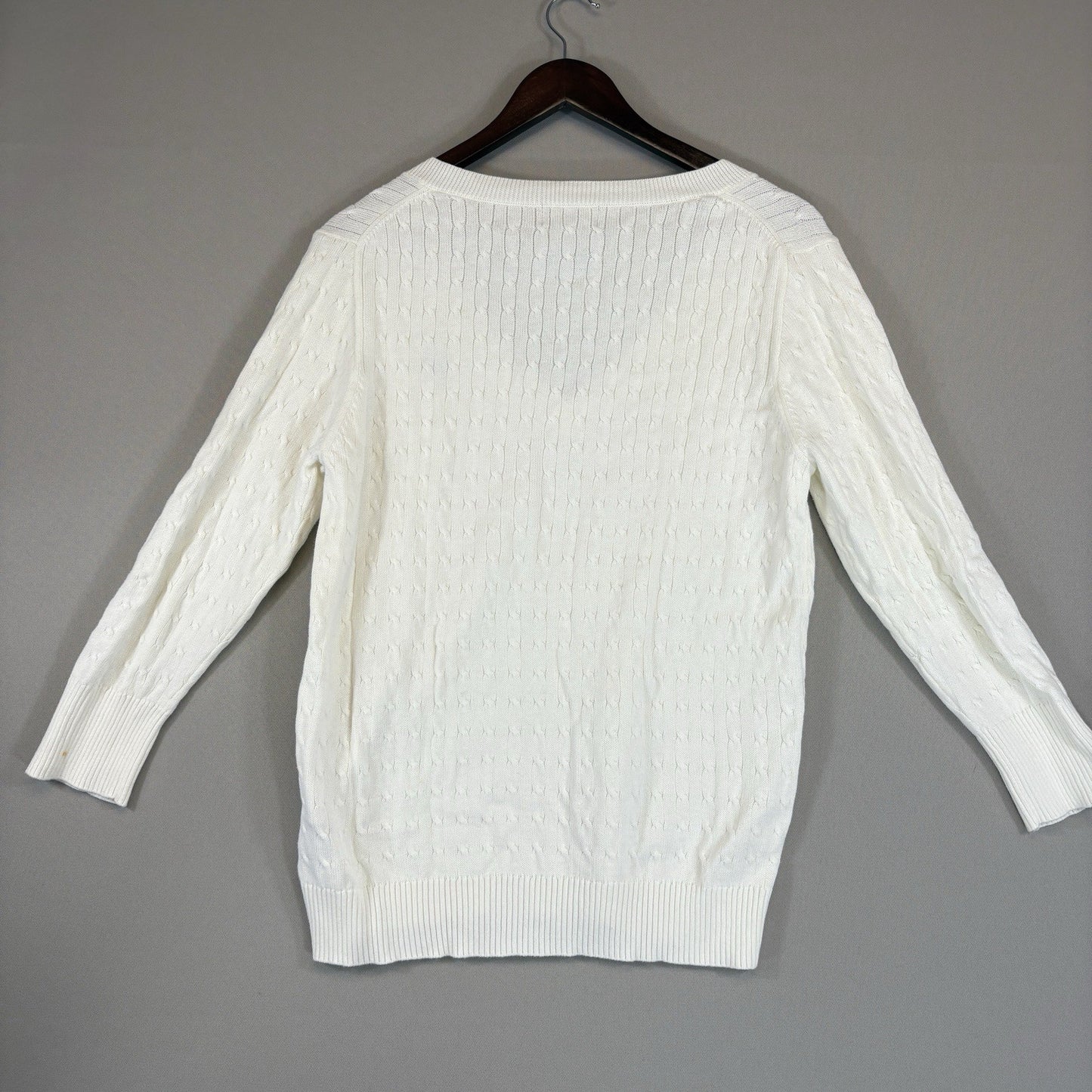 Ralph Lauren Polo Jeans Co Womens XL Sweater V Neck Cable Knit RL Logo