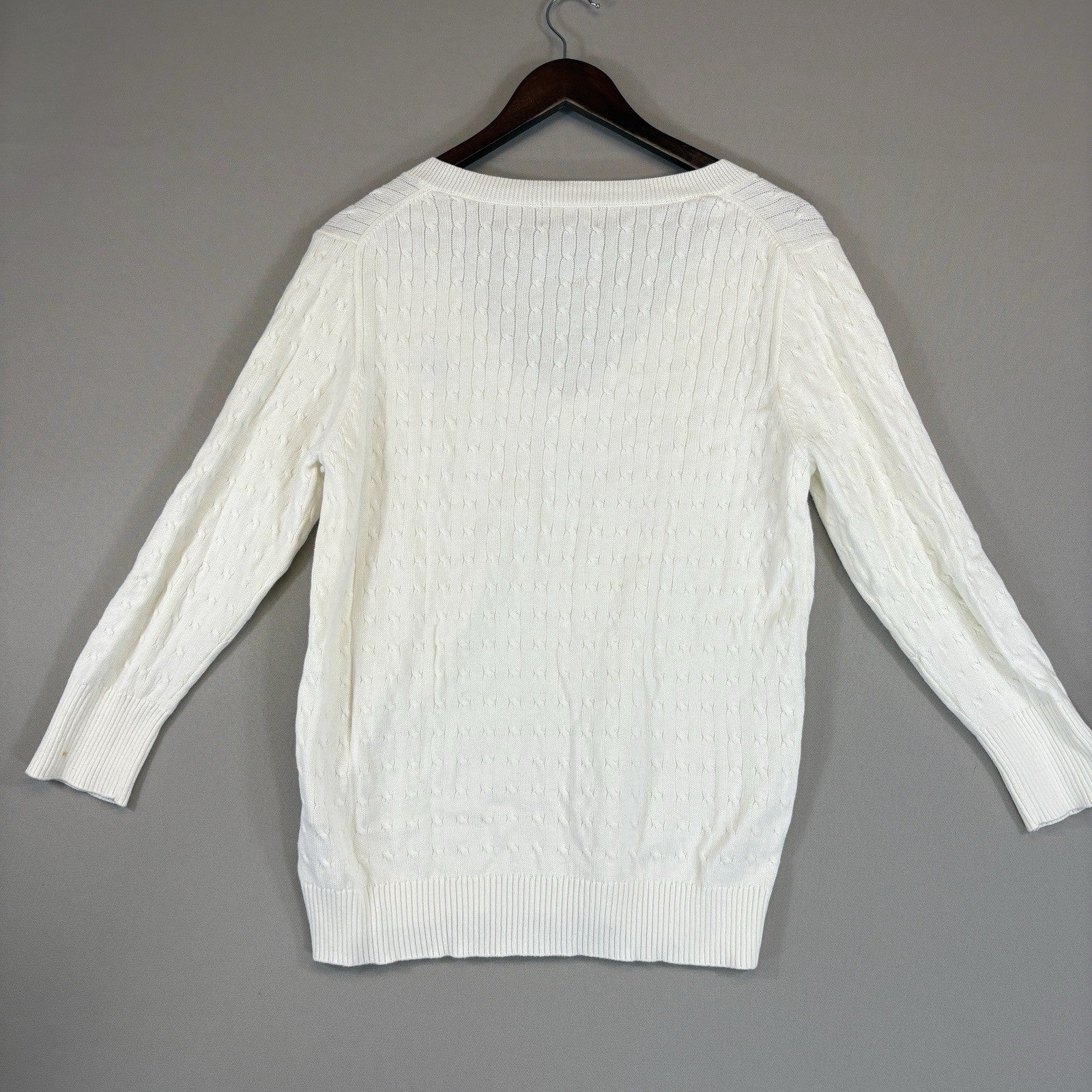 Ralph Lauren Polo Jeans Co Womens XL Sweater V Neck Cable Knit RL Logo