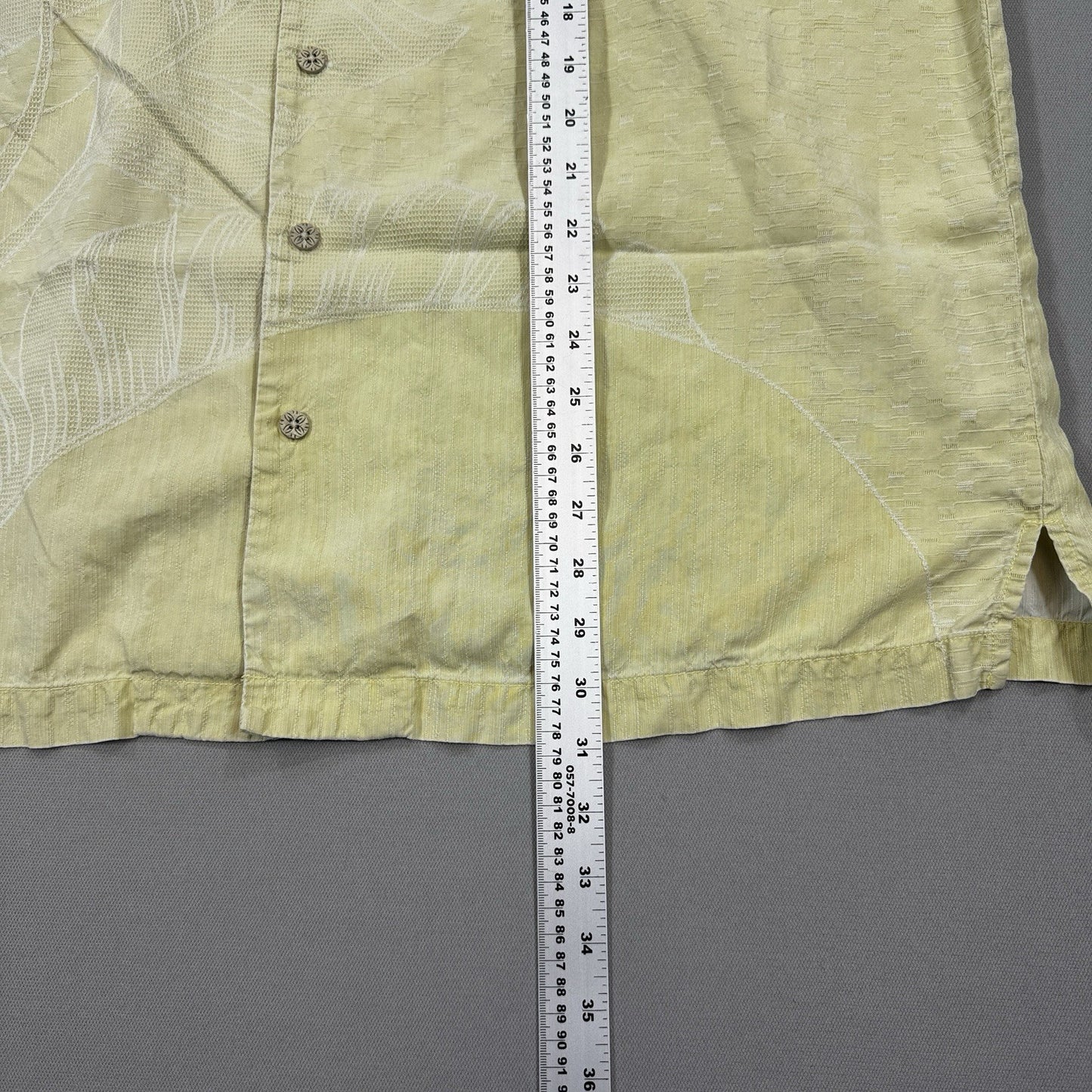 Tommy Bahama Hawaiian Shirt mens XL Yellow Button Up Tropical Beach Silk Blend