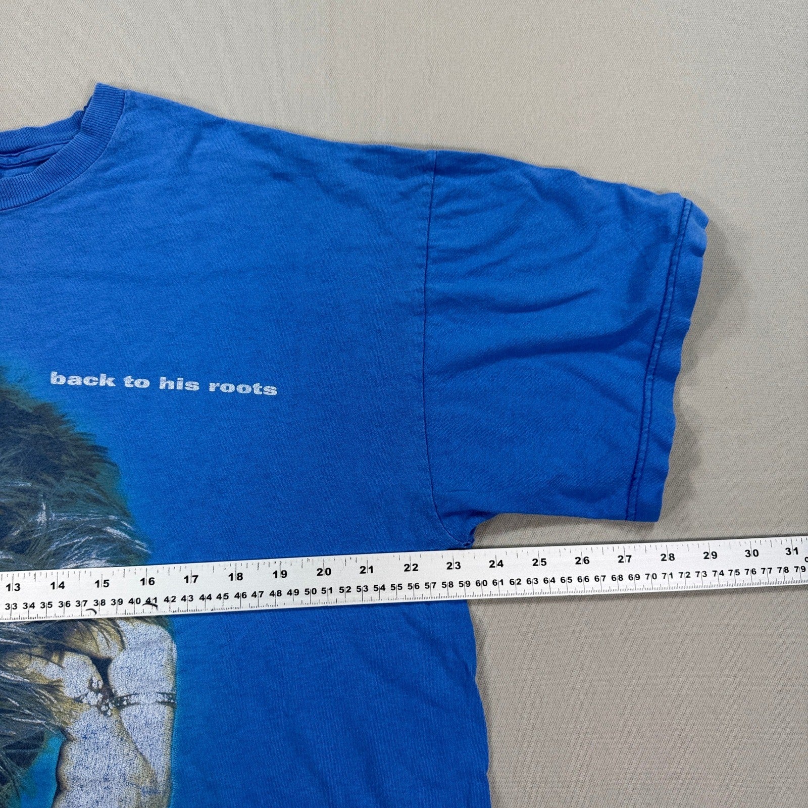 Vintage Rod Stewart Back to His Roots Music Concert T-Shirt mens XL Blue RARE