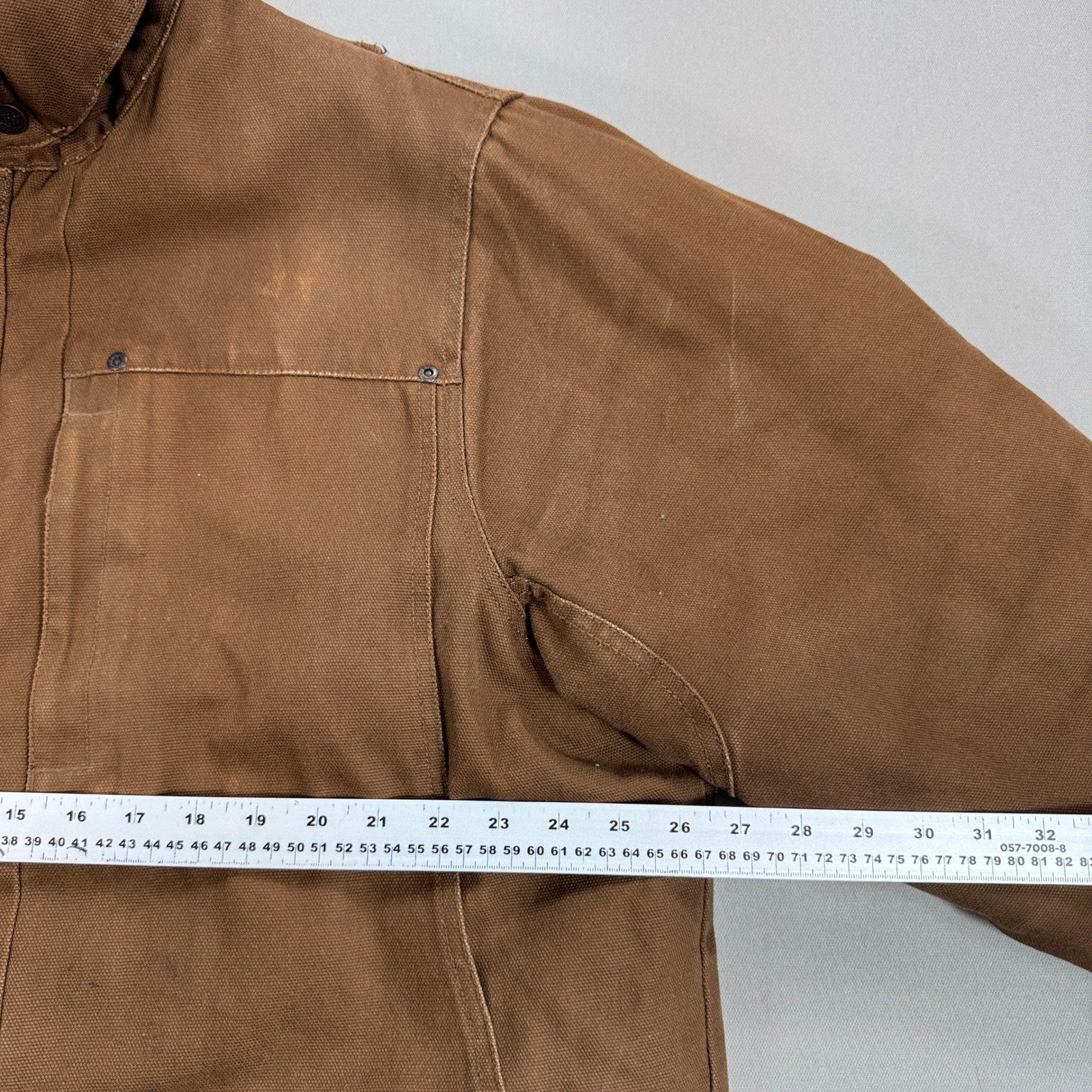 Super Tuff Work Jacket Men's XL Brown Duck Canvas Quilted Hooded Barn Coat Lined