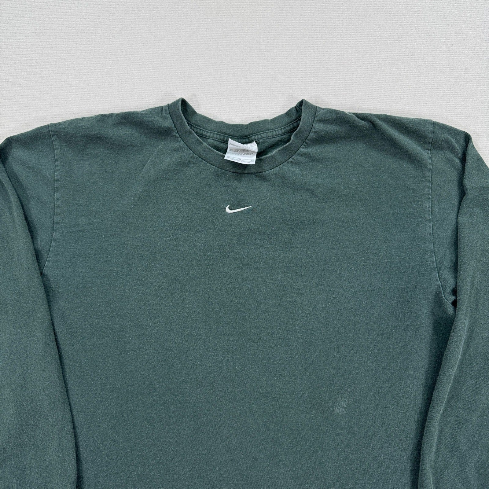 Vintage Y2K Nike Shirt mens Large Green Sage Center Swoosh Long Sleeve Pullover