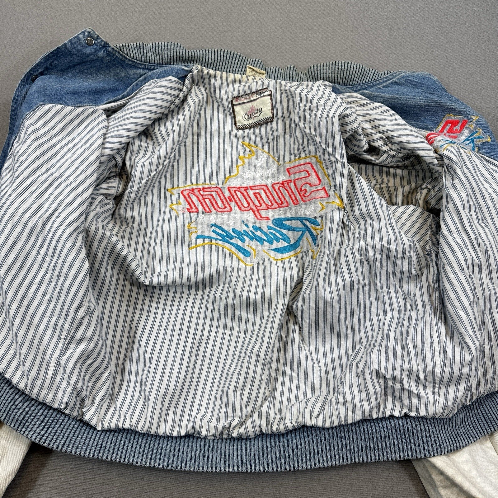 Snap On Racing Jacket mens Large Blue Jean Style Made in Canada Choko Apparel