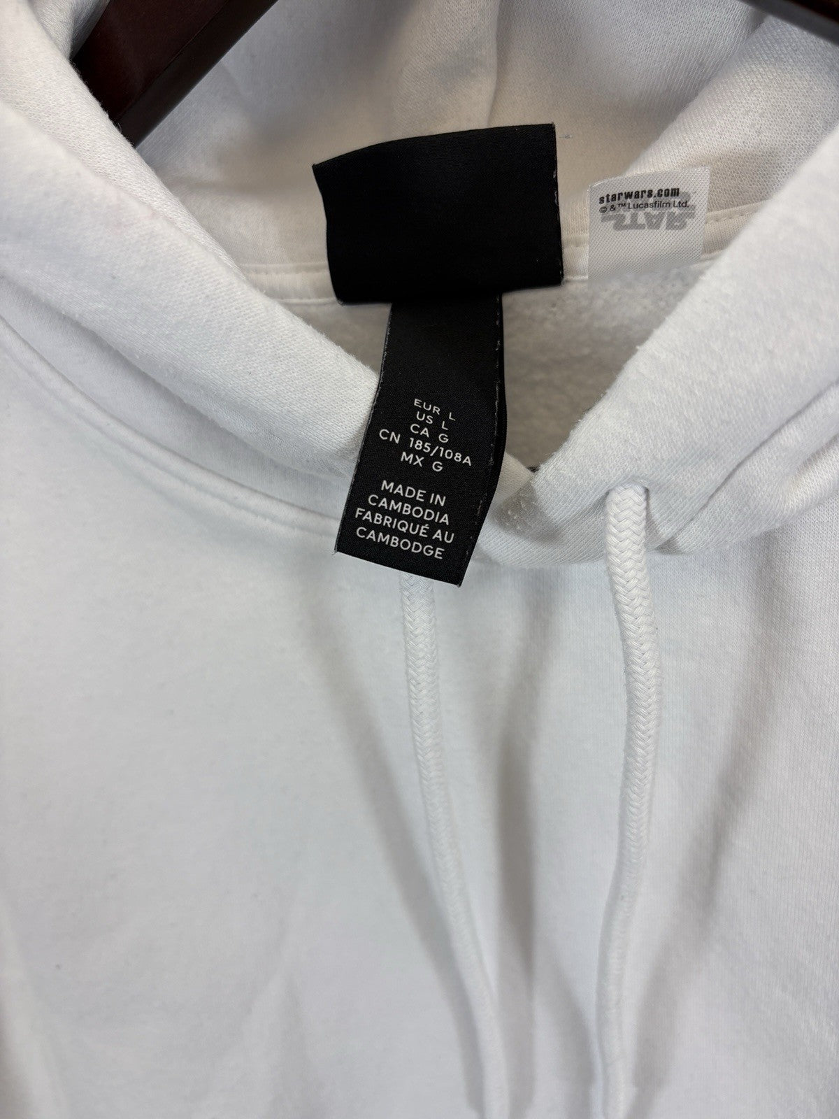 Star Wars Hoodie Mens L H&M Licensed A New Hope Graphic White