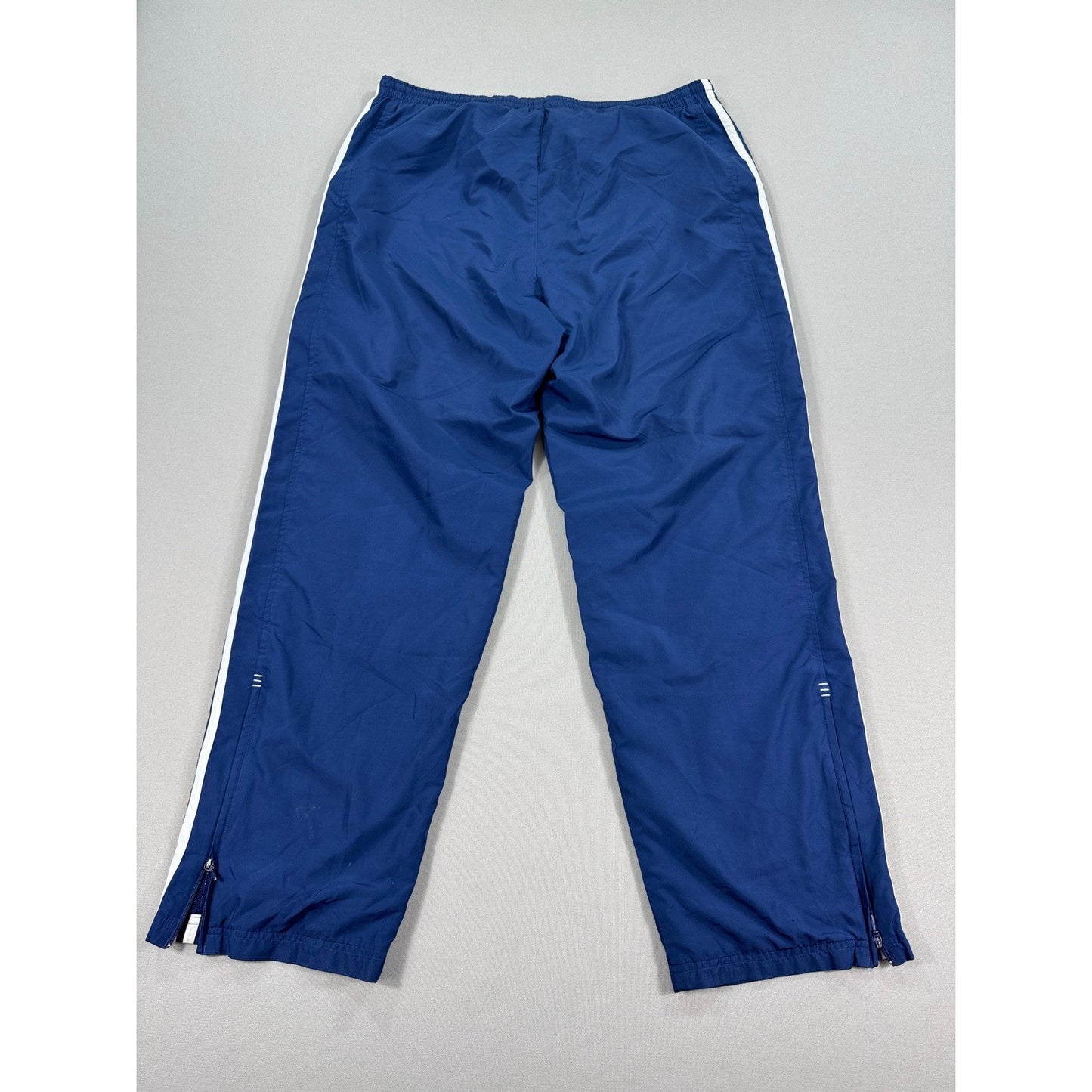 VTG Adidas Baggy Track Pants 3 Stripe Zipped Ankle mens Medium Blue