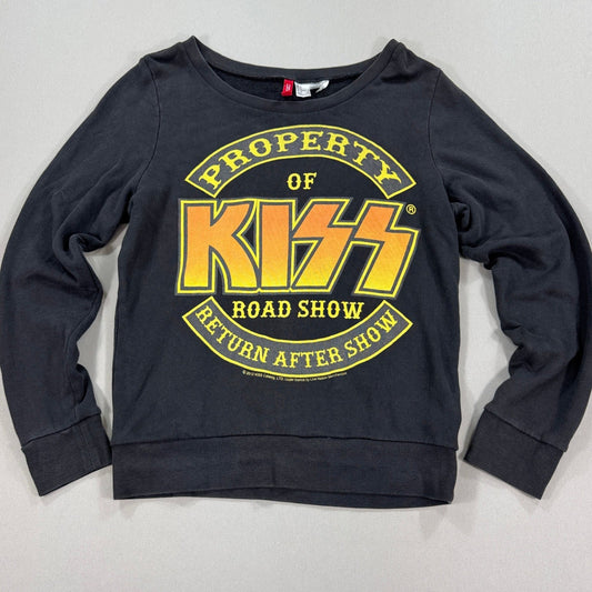 KISS Road Show 2012 Graphic Sweatshirt Womens Size 10 Black Gold Writing H&M