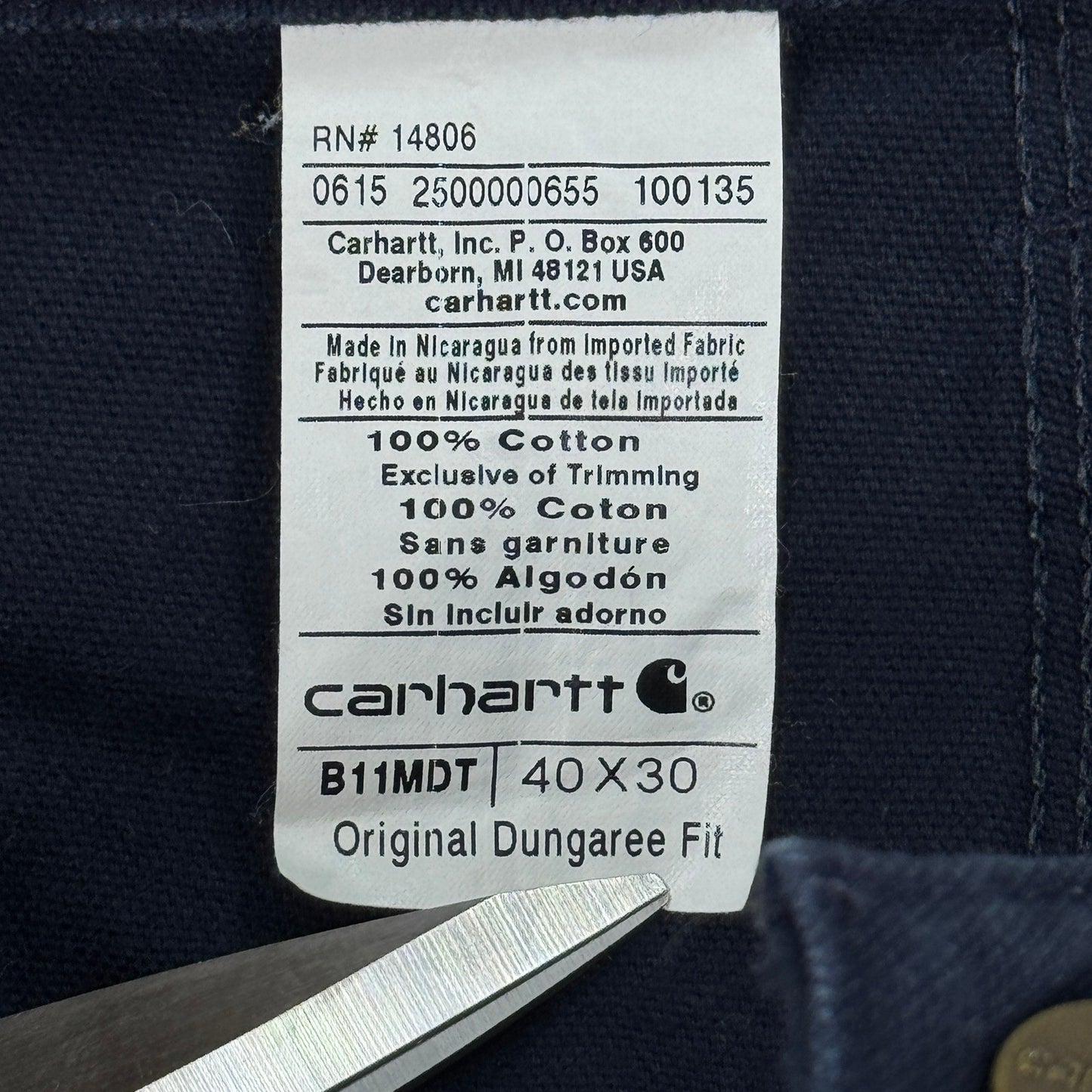 2x Carhartt B11 Original Dungaree Fit Work Pants 40x30 Reflective Stripe lot