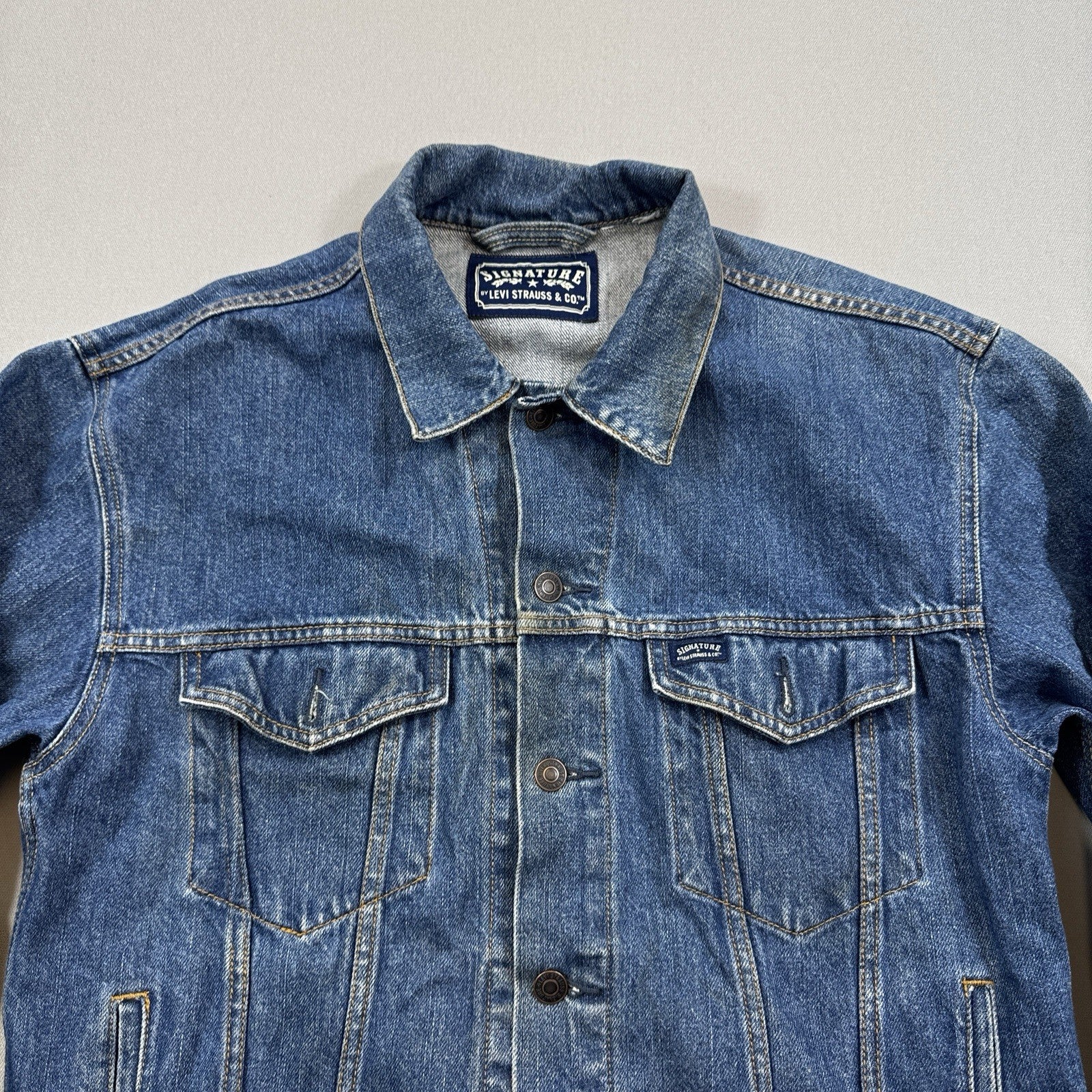 Levi's Signature C704 Jacket mens Medium Blue Denim Button