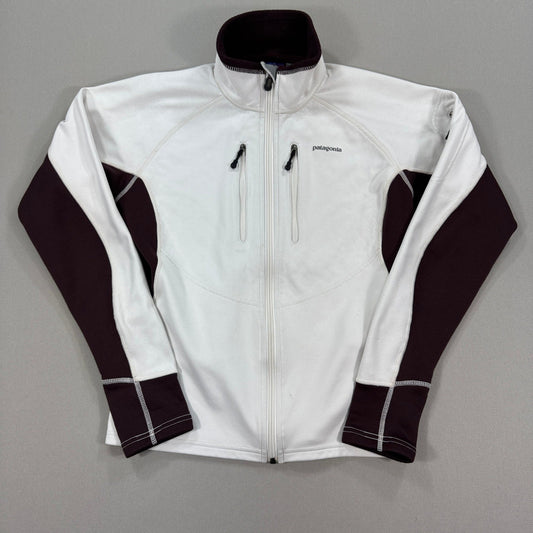 Patagonia Wind Shield Softshell Jacket Womens Small Off White Full Zip Two Tone
